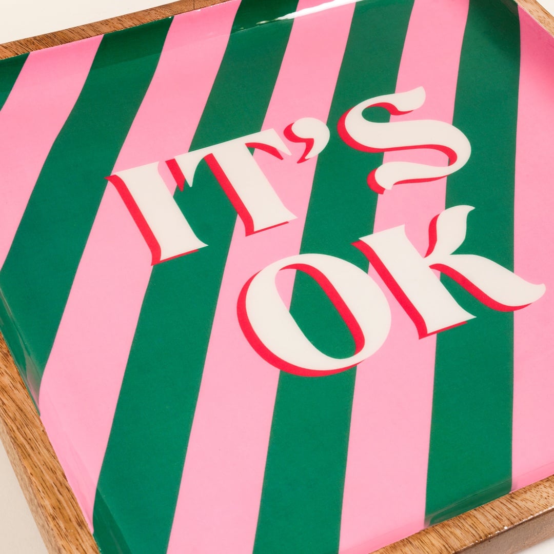 Lakrı Mango Ağacı Tepsi 30x30x3 Cm Yeşil