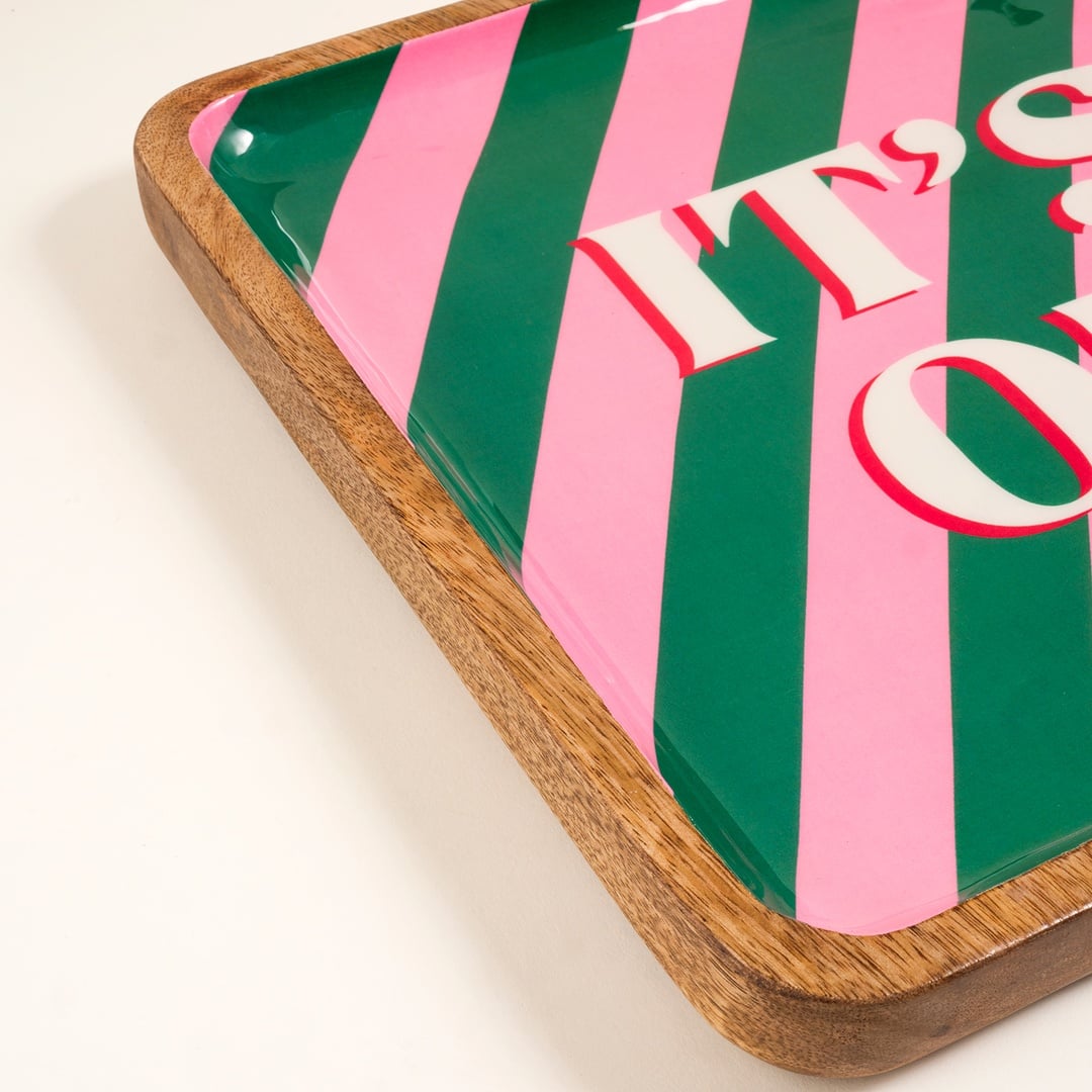 Lakrı Mango Ağacı Tepsi 30x30x3 Cm Yeşil