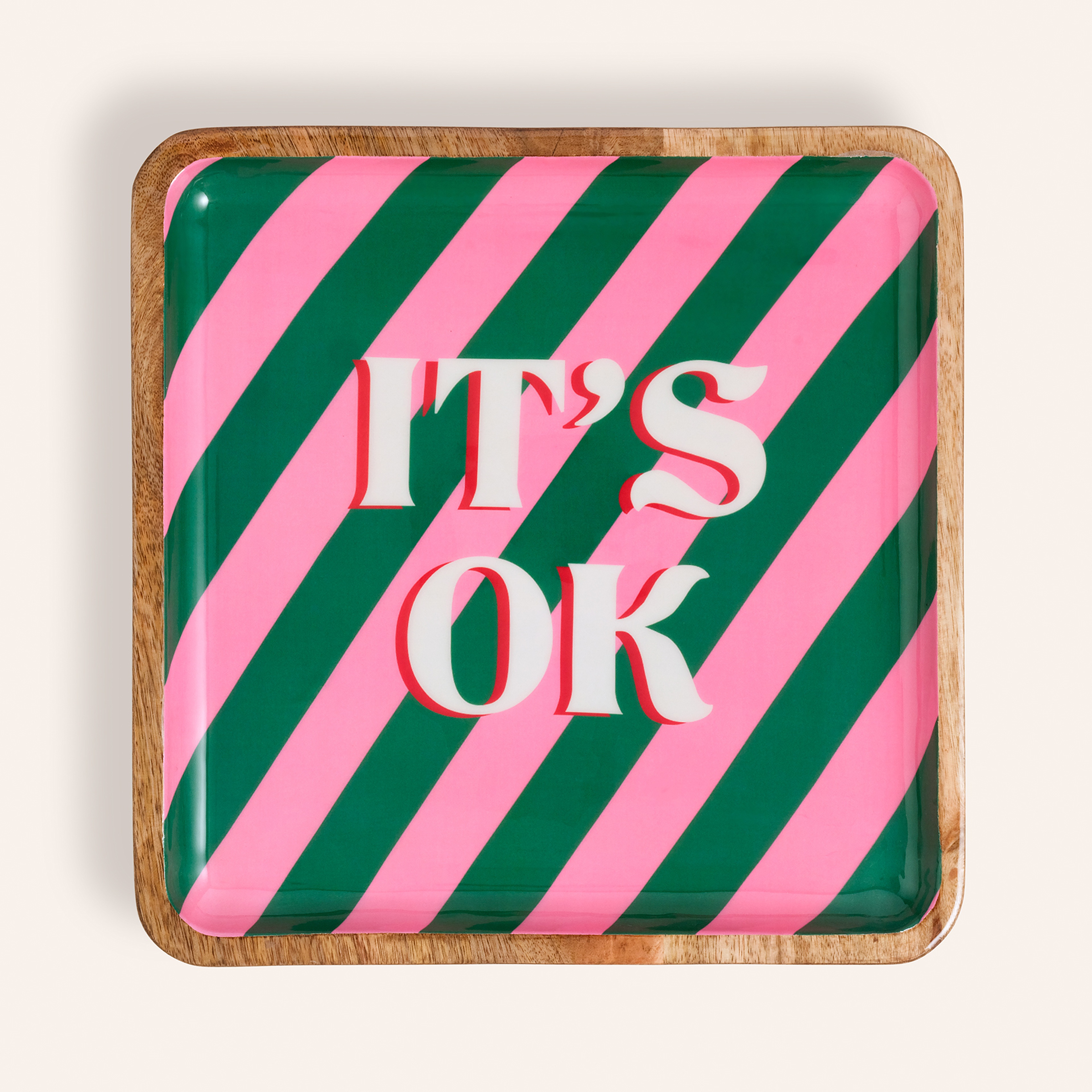 Lakrı Mango Ağacı Tepsi 30x30x3 Cm Yeşil