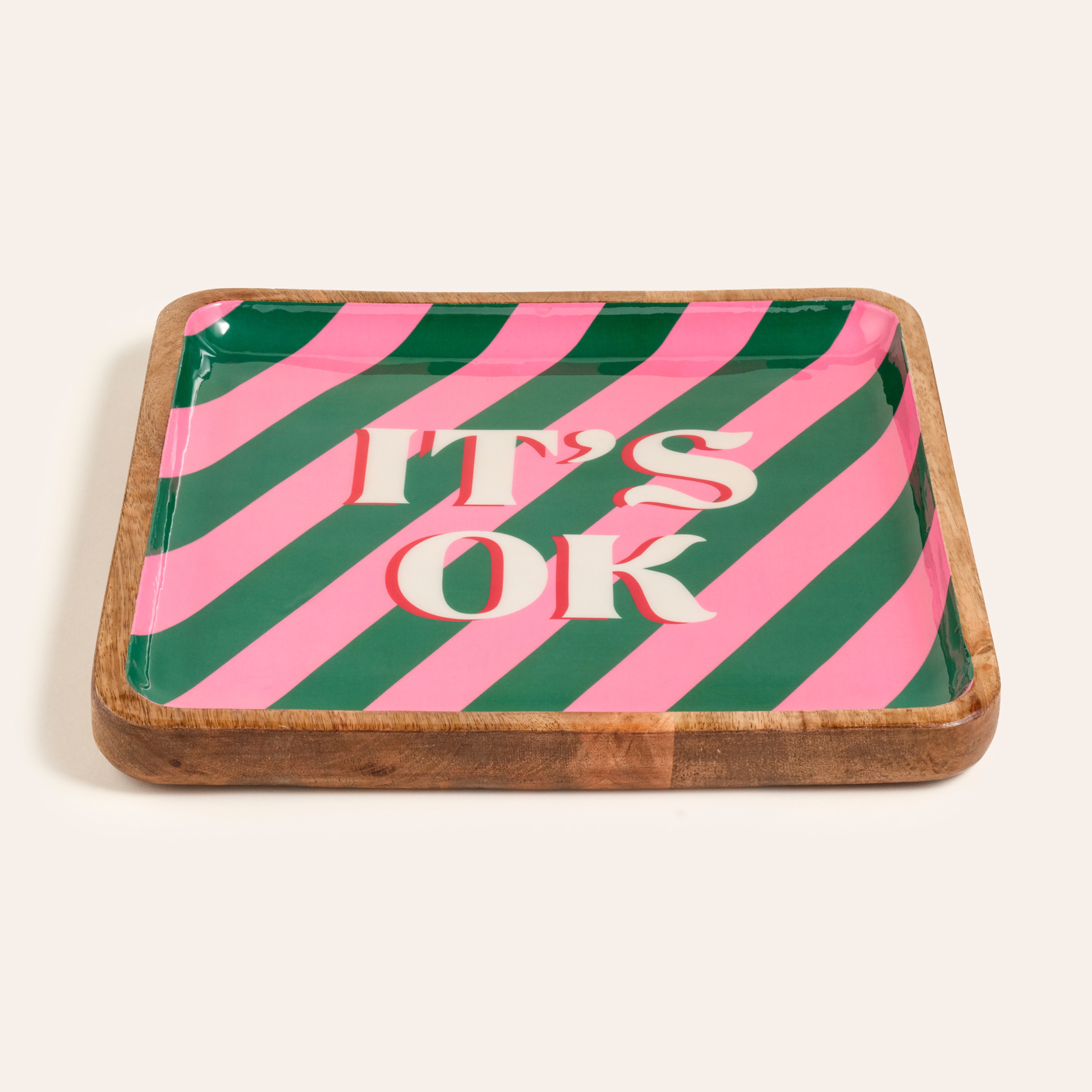 Lakrı Mango Ağacı Tepsi 30x30x3 Cm Yeşil