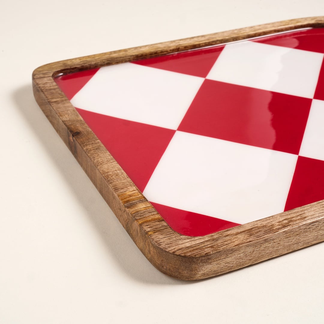 Lakrı Mango Ağacı Sunum Tahtası 40x24x2 Cm Fuşya