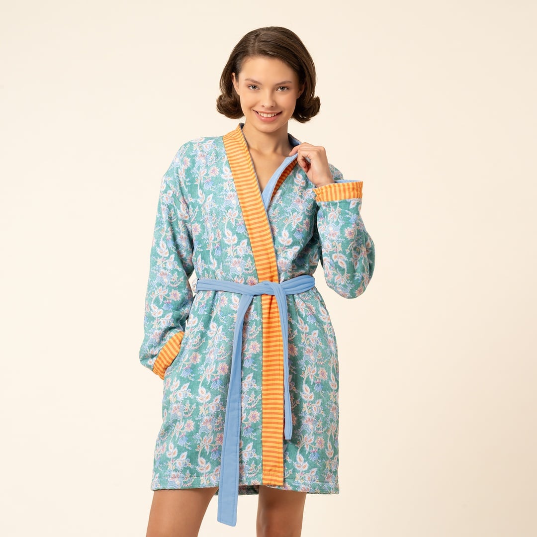 Tabea Kimono Pamuk Bornoz - Yeşil