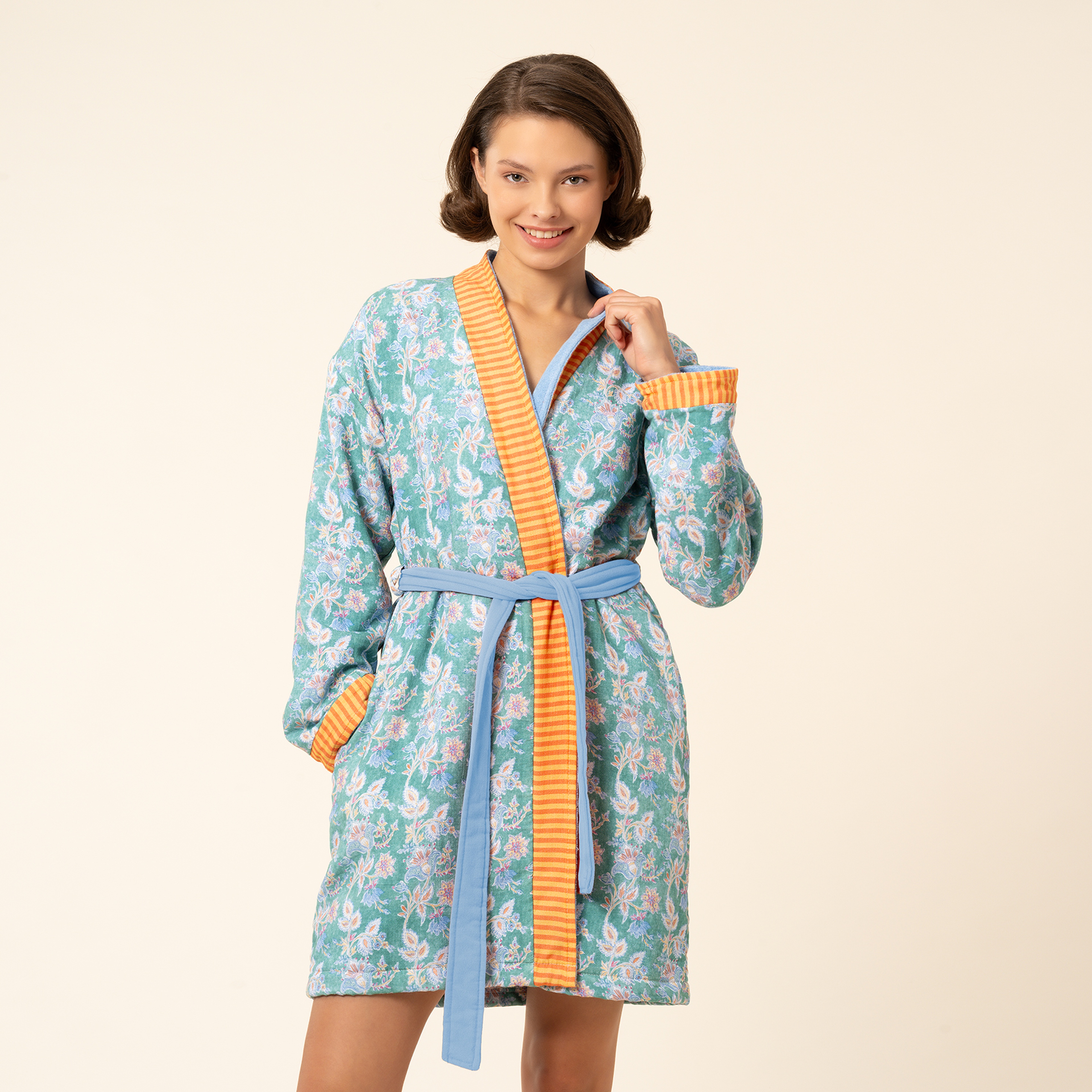 Tabea Kimono Pamuk Bornoz - Yeşil