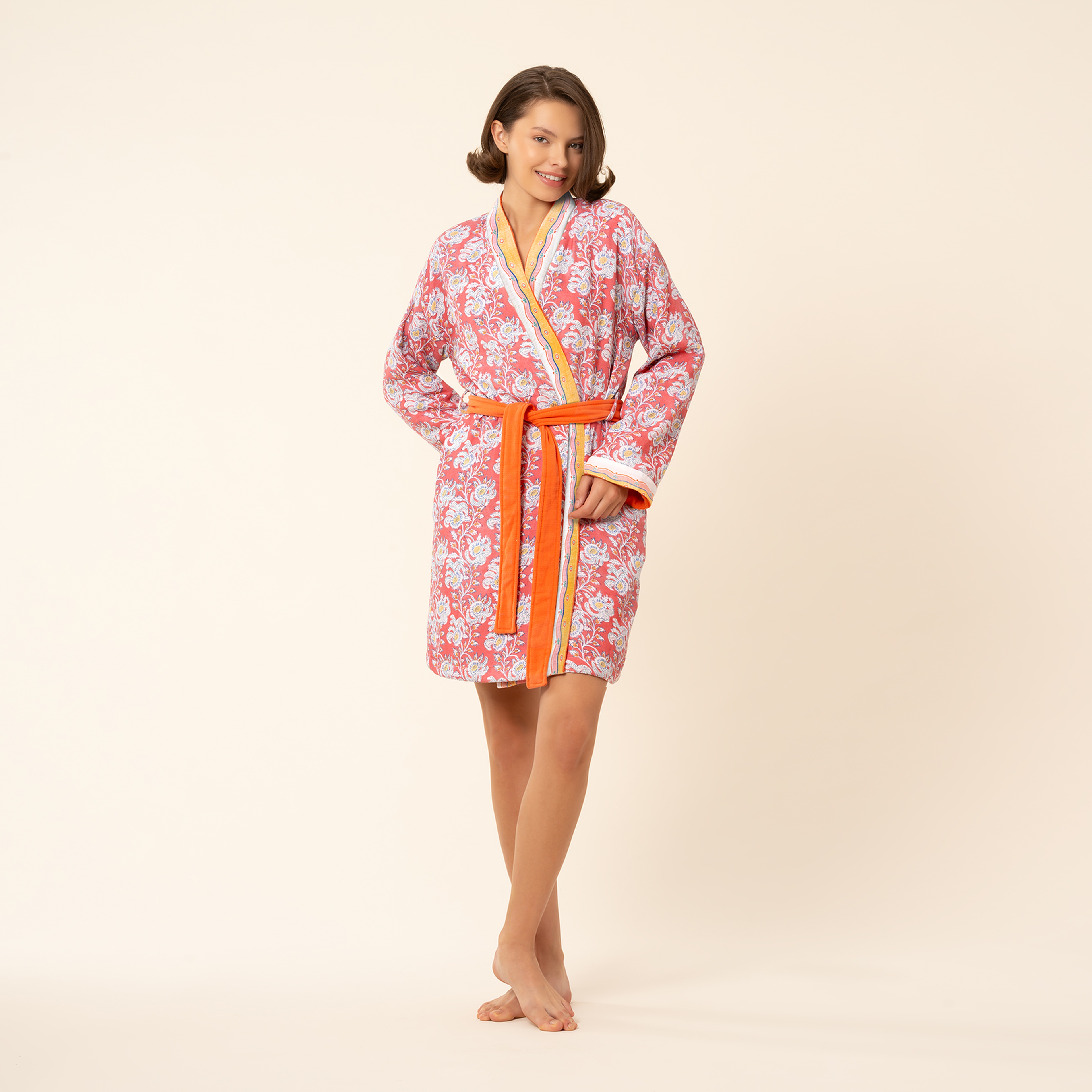 Tabea Koyu Pembe Bornoz