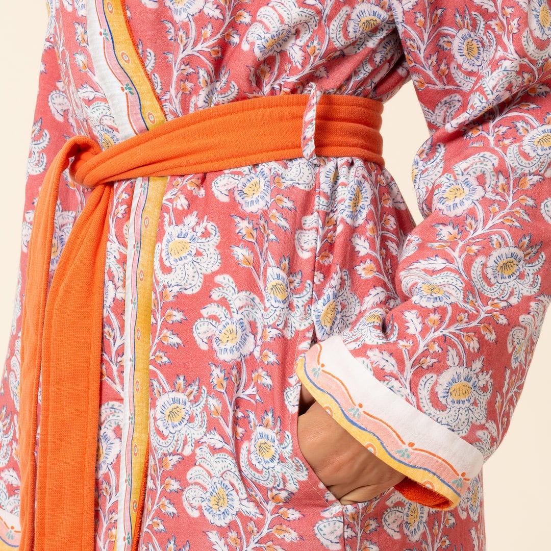 Tabea Kimono Pamuk Bornoz - Koyu Pembe