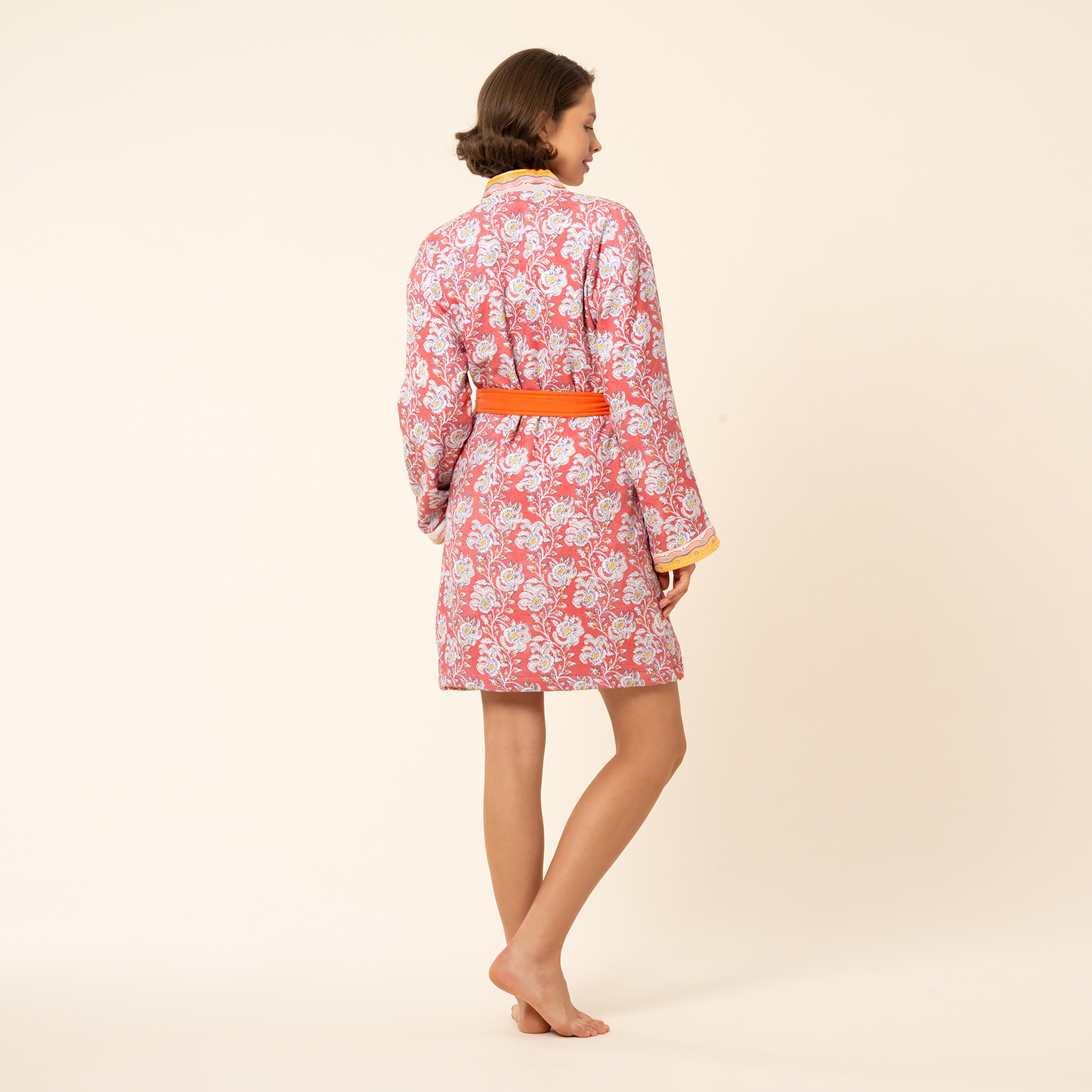 Tabea Kimono Pamuk Bornoz - Koyu Pembe