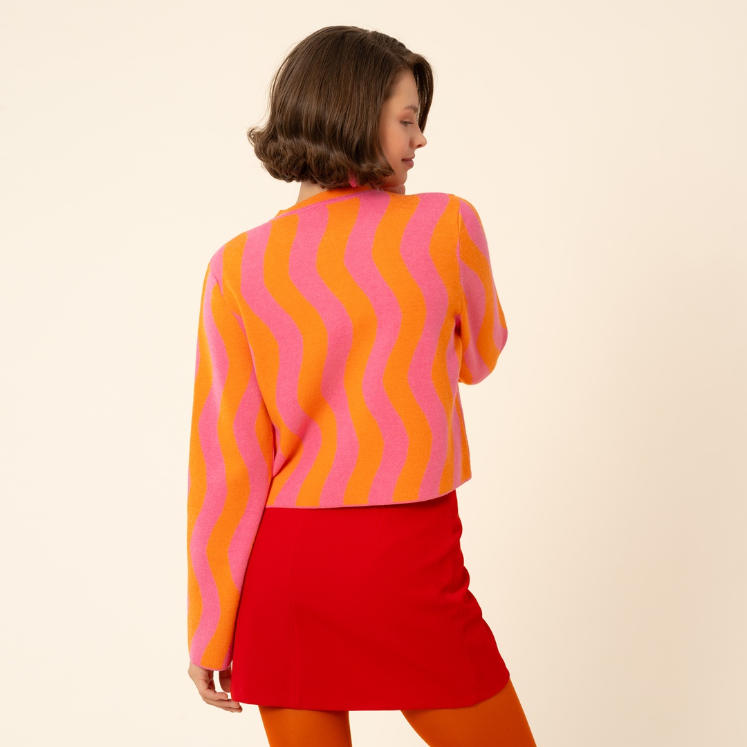 Tarabya Triko Hırka - Pembe - Turuncu