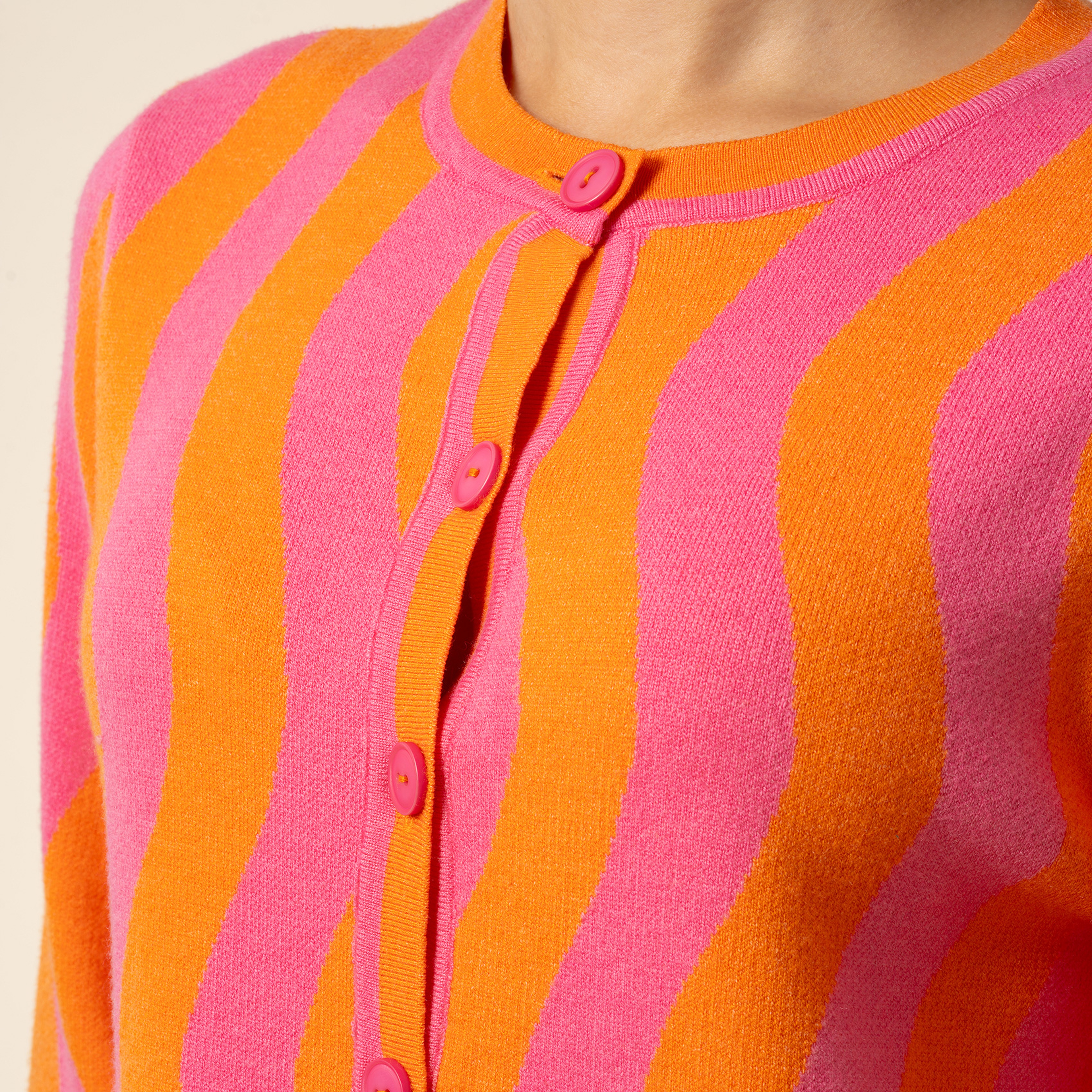 Tarabya Triko Hırka - Pembe - Turuncu