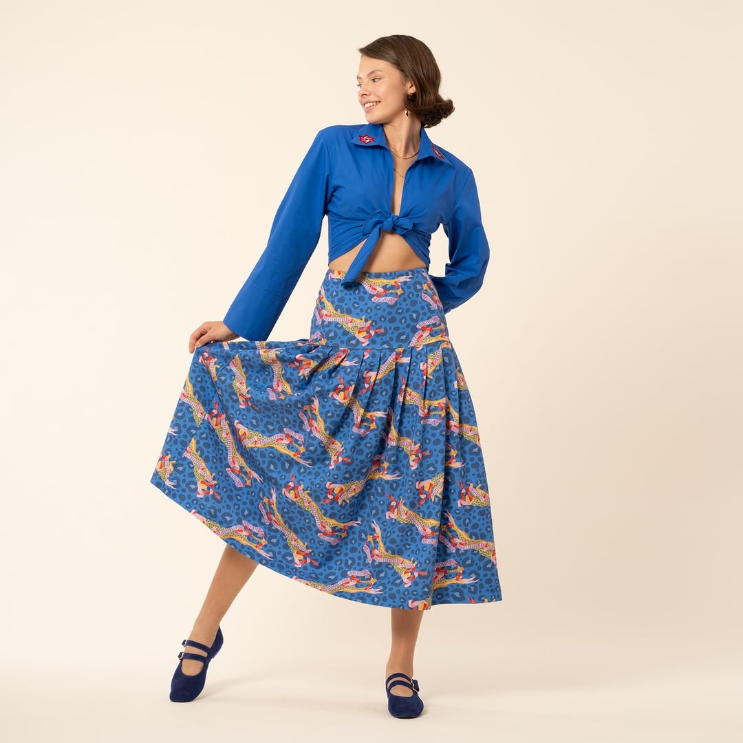 Protı Dijital Baskılı Etek - Lacivert