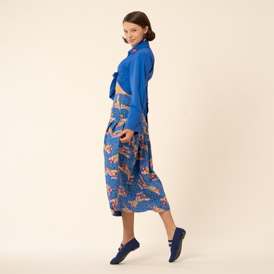 Protı Önden Bağlamalı Poplin Gömlek - Lacivert