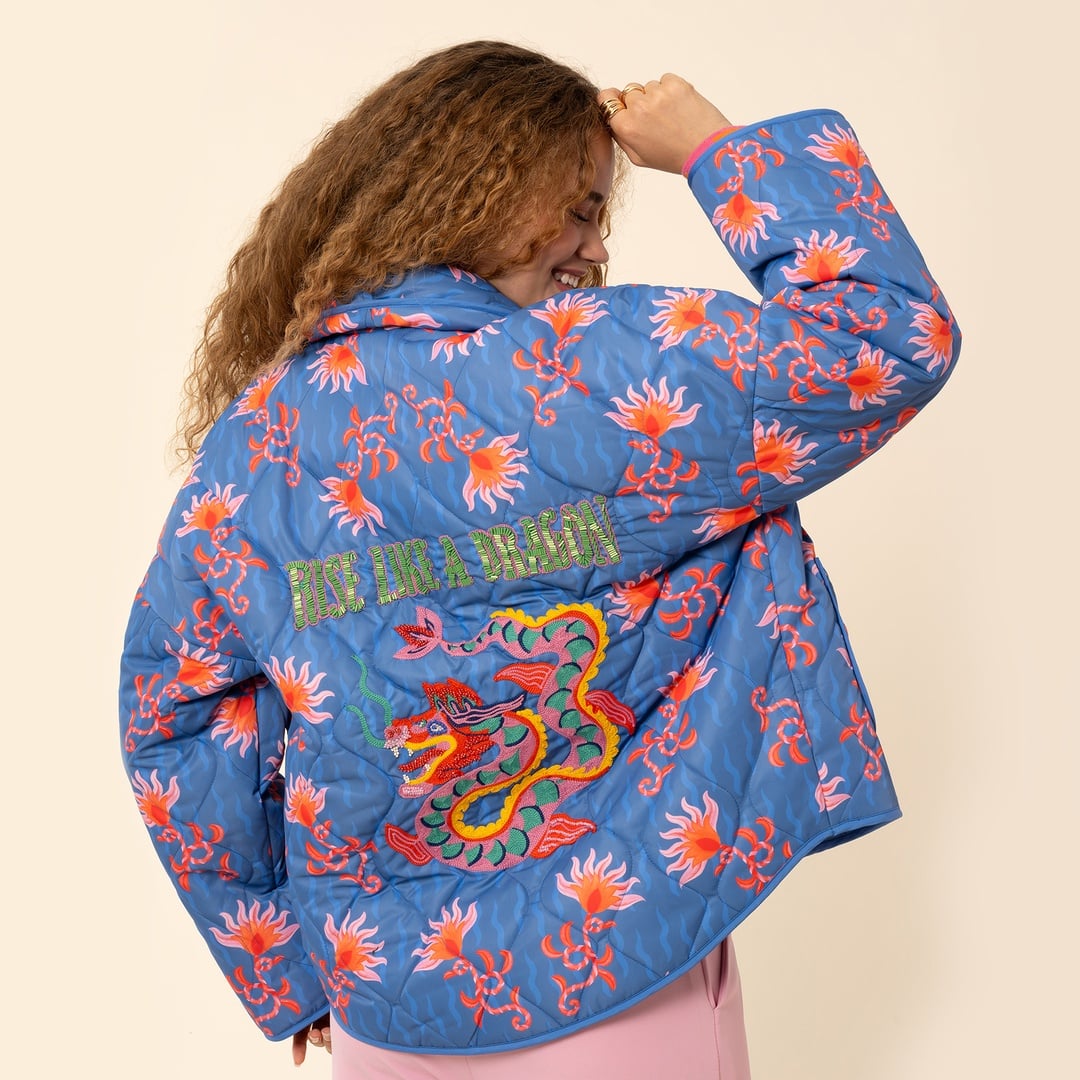 Tarabya Dijital Baskılı Puffer Ceket - Lacivert