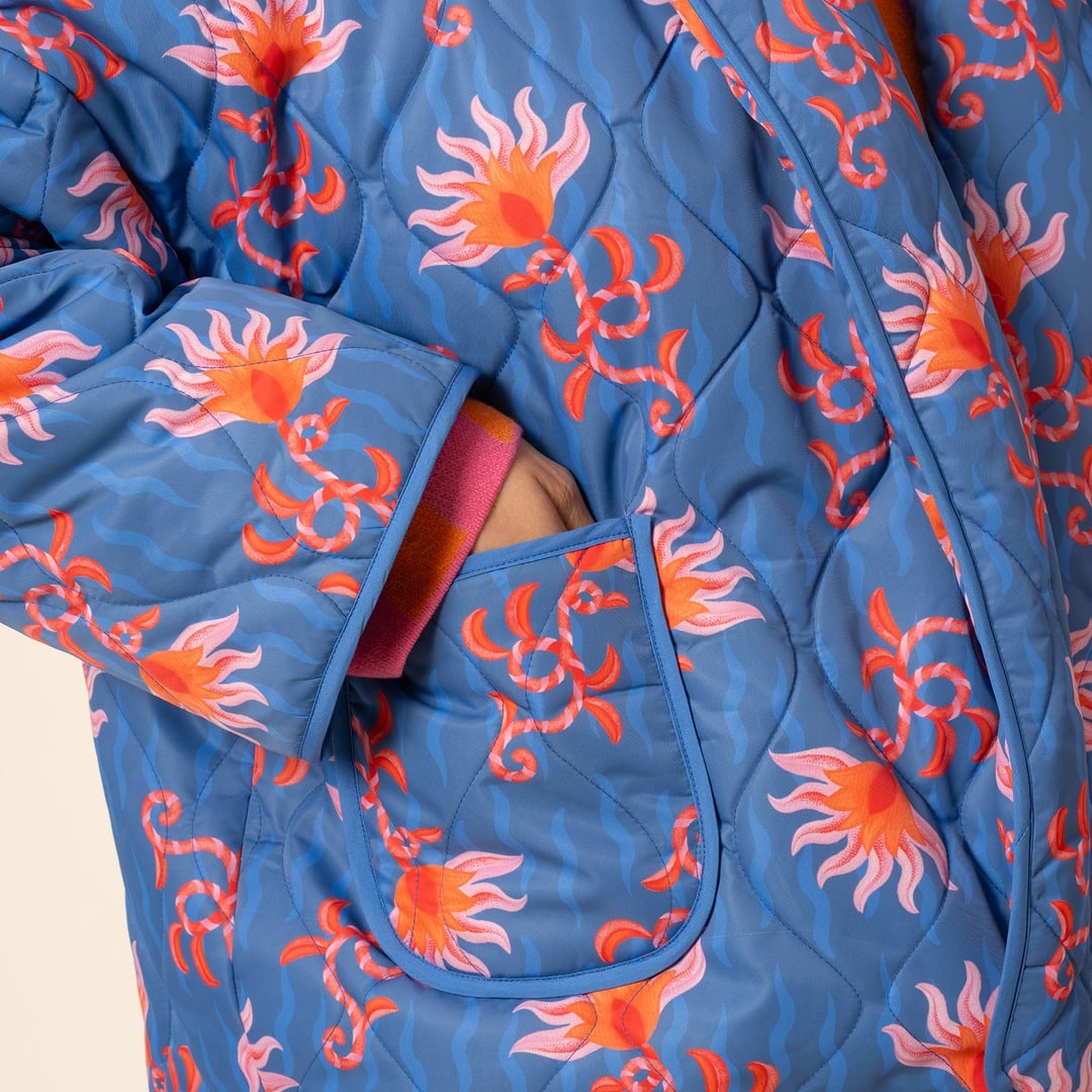 Tarabya Dijital Baskılı Puffer Ceket - Lacivert