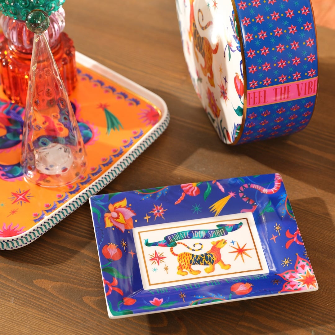 Shekou Porselen Dekoratif Tepsi 20x16x2 Cm Renkli