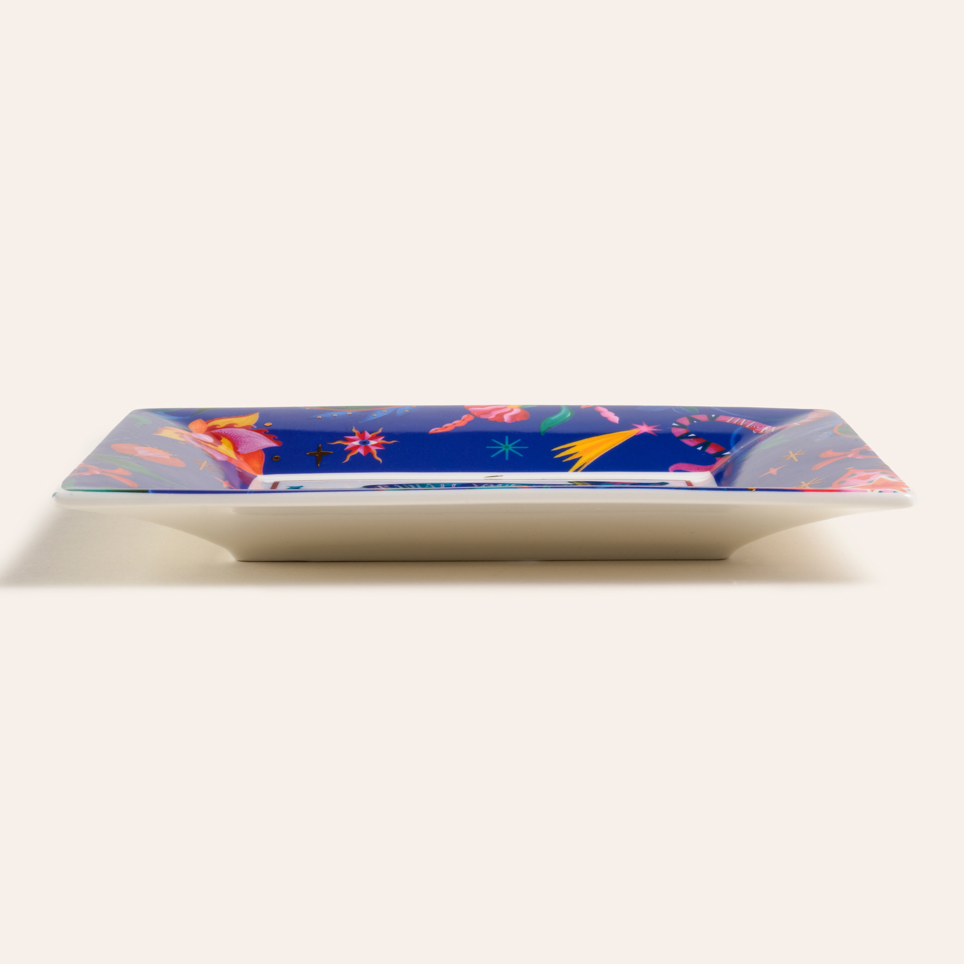 Shekou Porselen Dekoratif Tepsi 20x16x2 Cm Renkli