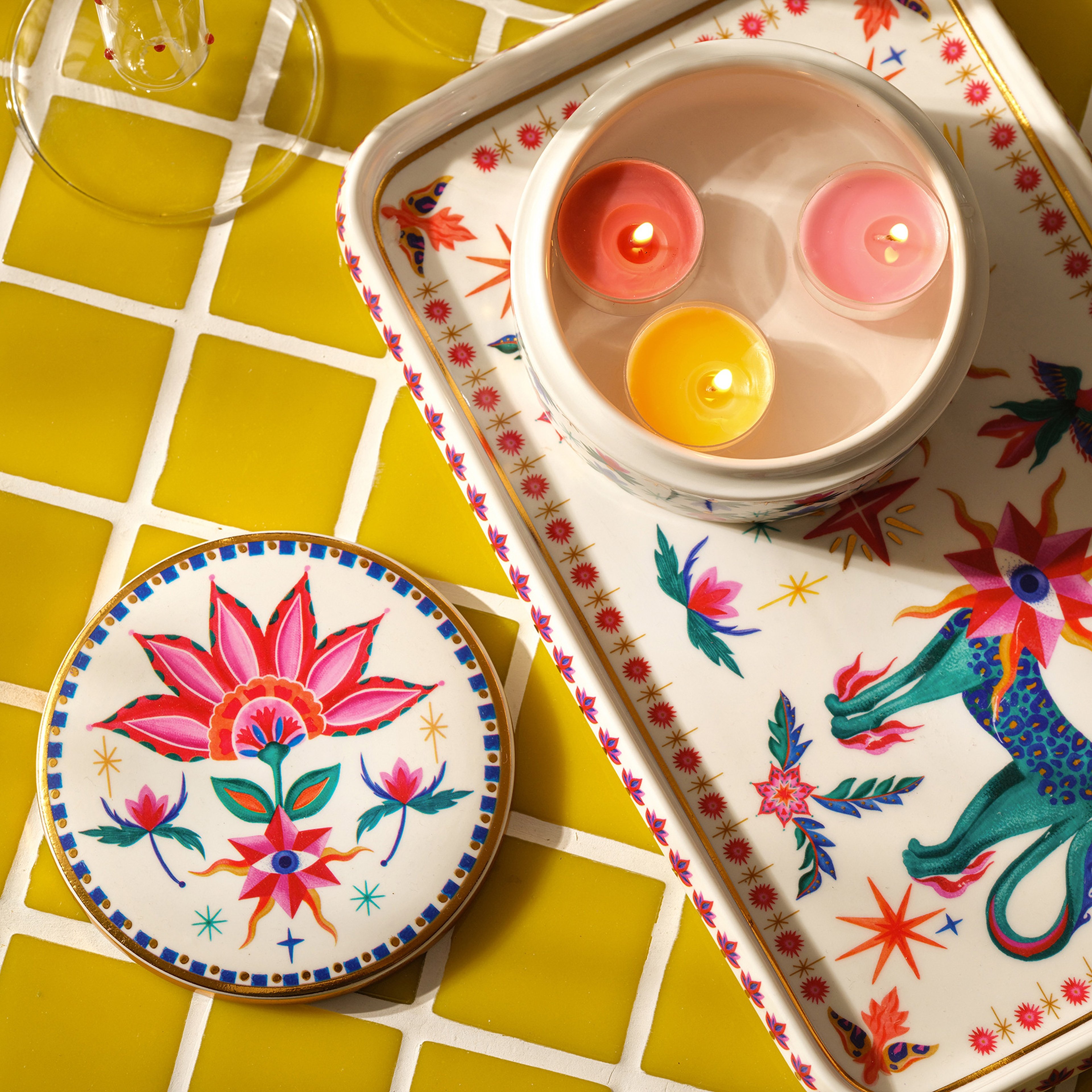 Shekou Porselen Dekoratif Obje 12x12x4 Cm Renkli