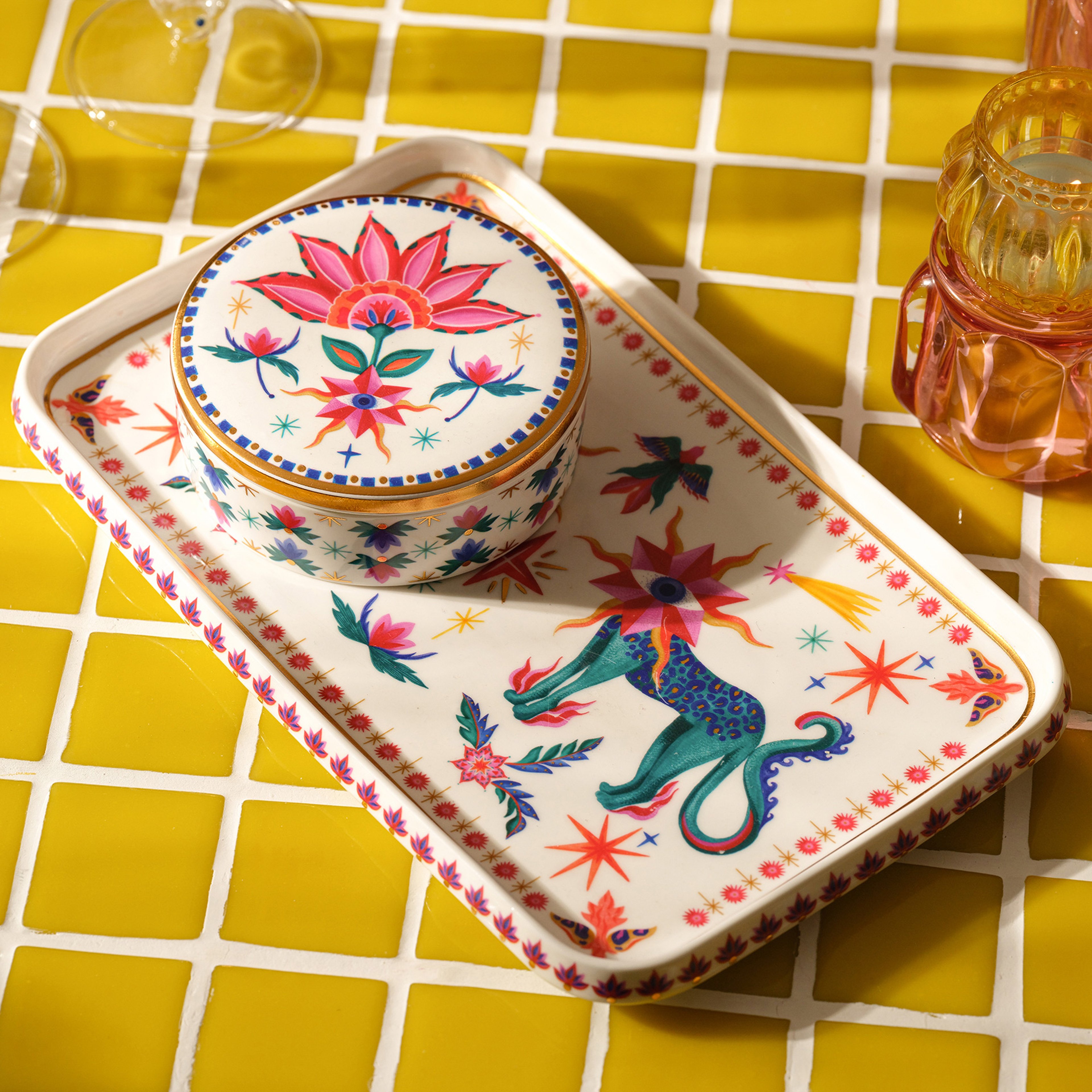 Shekou Porselen Dekoratif Obje 12x12x4 Cm Renkli