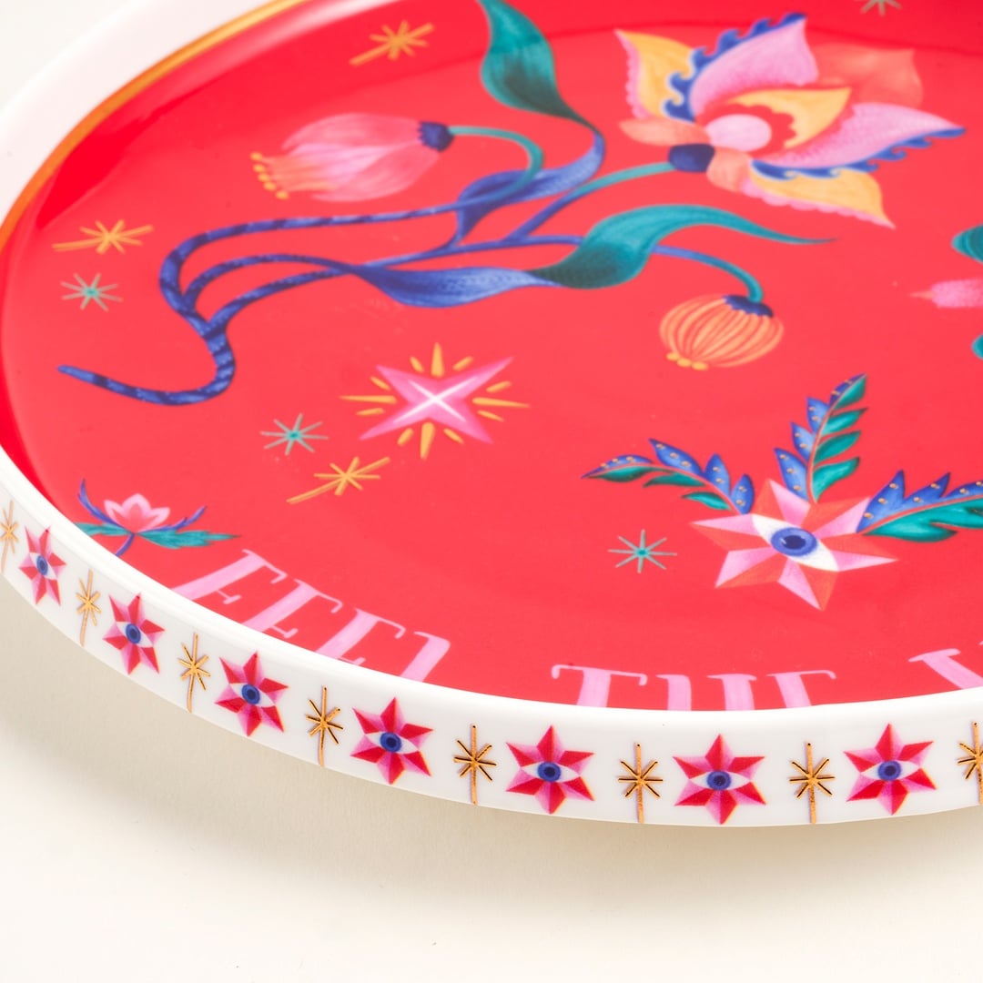 Shekou Porselen Dekoratif Tepsi 26x26x3 Cm Renkli