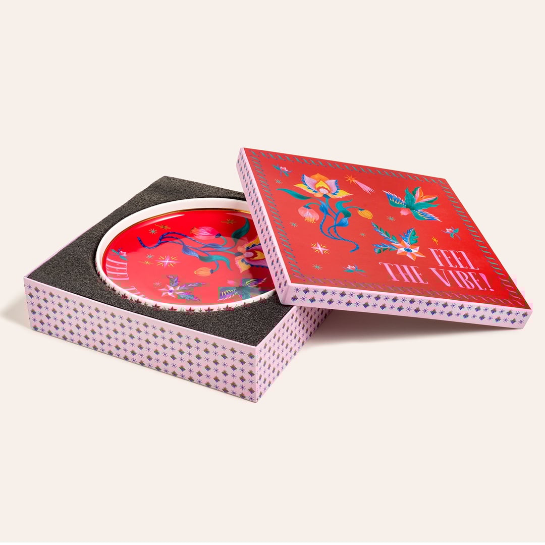 Shekou Porselen Dekoratif Tepsi 26x26x3 Cm Renkli