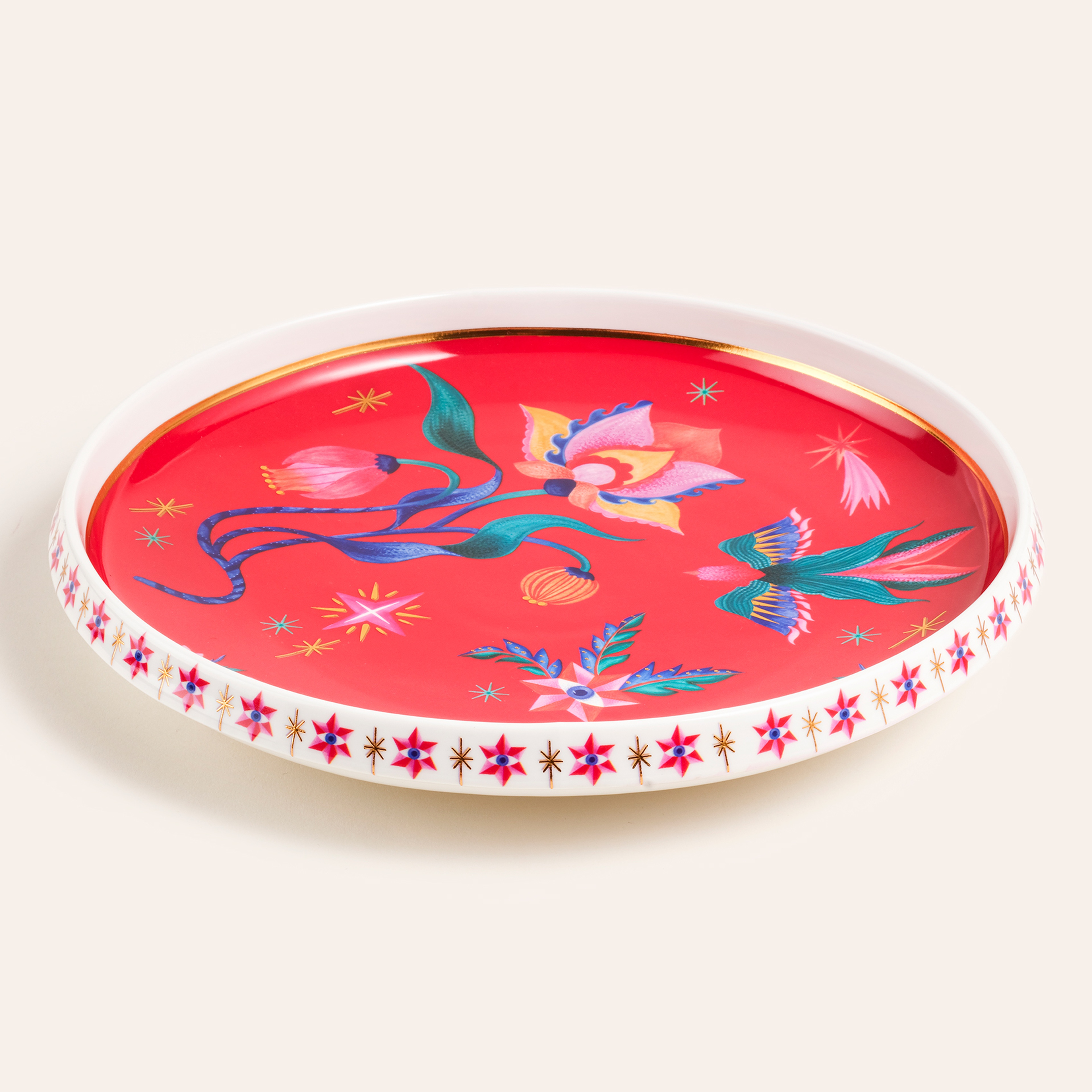 Shekou Porselen Dekoratif Tepsi 26x26x3 Cm Renkli