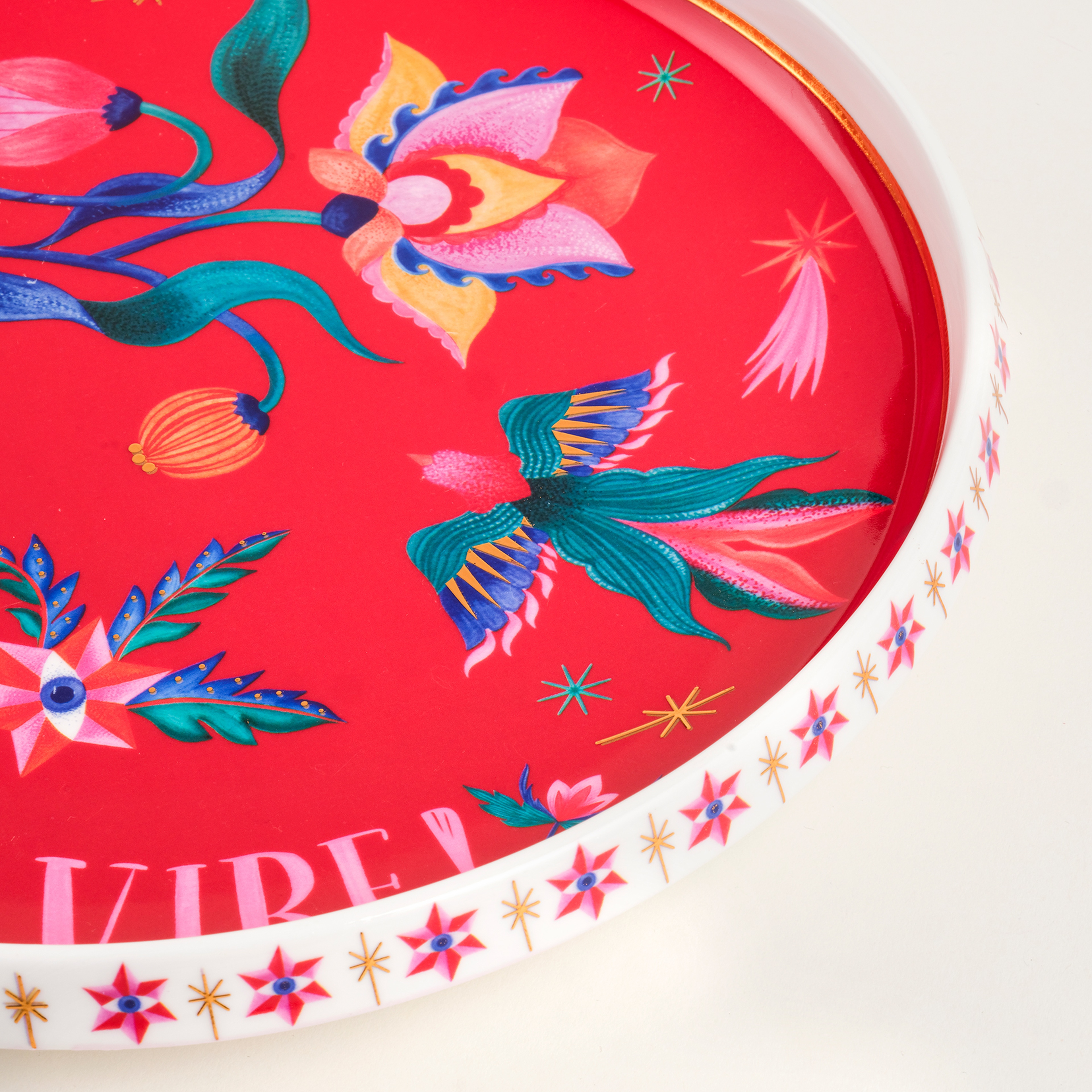 Shekou Porselen Dekoratif Tepsi 26x26x3 Cm Renkli