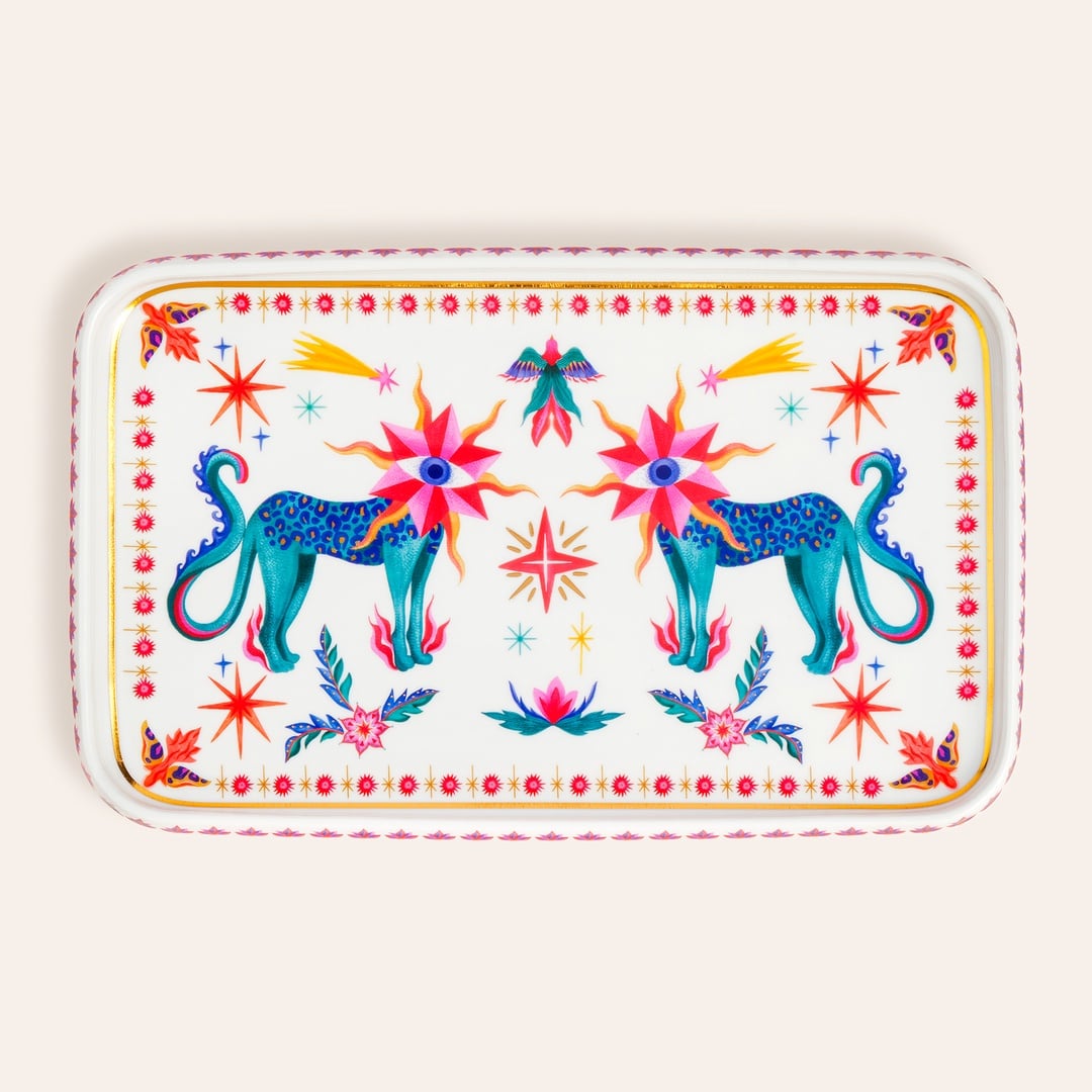 Shekou Porselen Dekoratif Tepsi 31x20x3 Cm Renkli