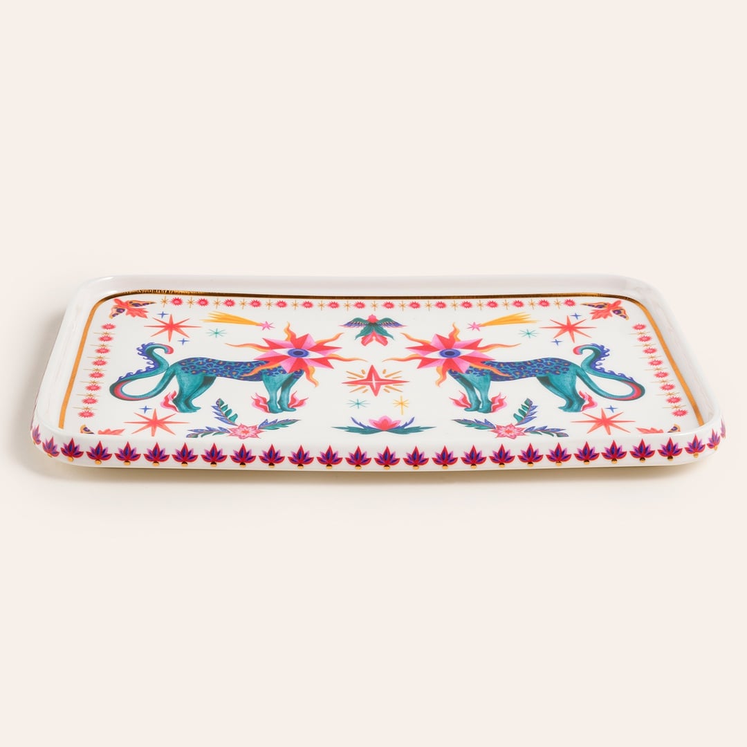 Shekou Porselen Dekoratif Tepsi 31x20x3 Cm Renkli