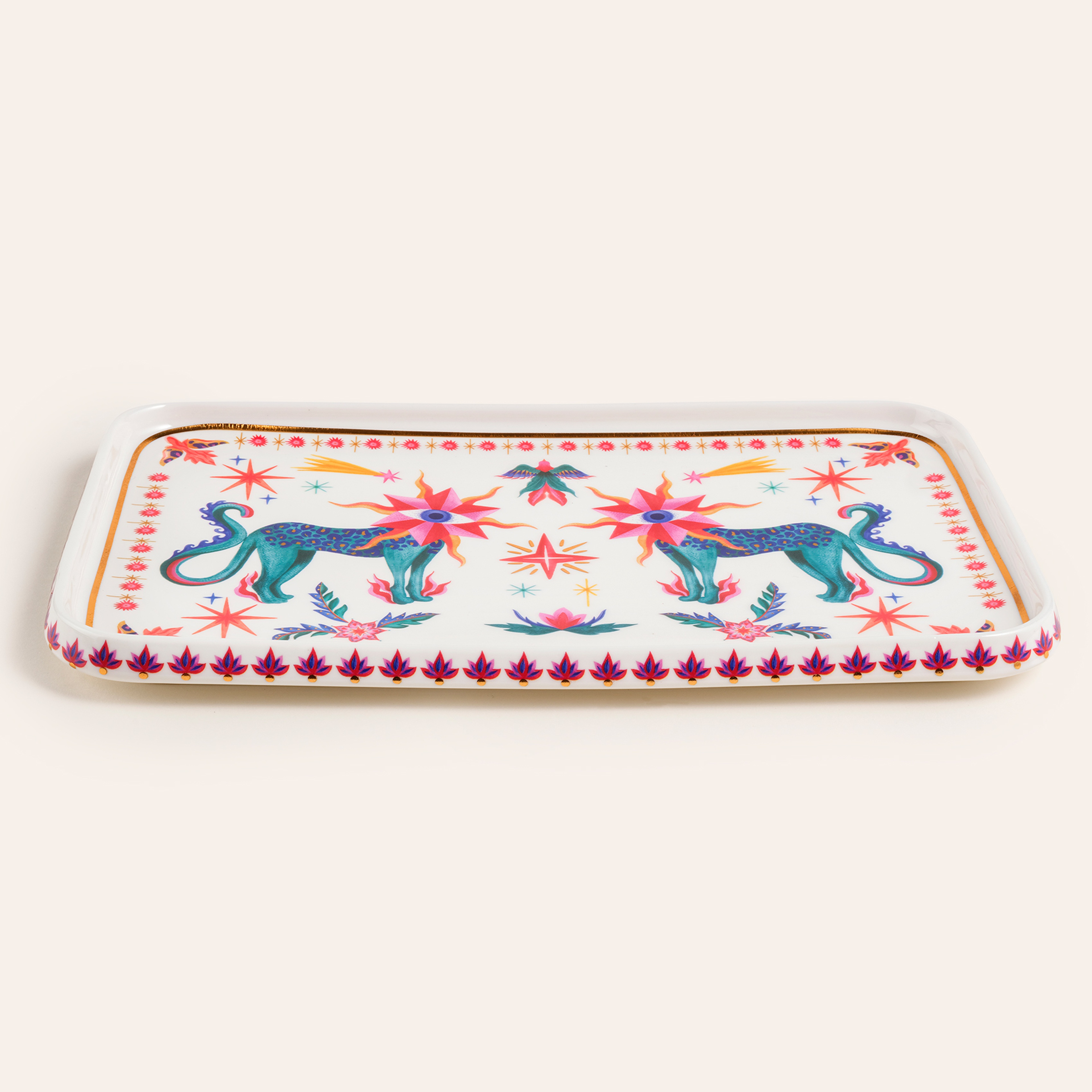 Shekou Porselen Dekoratif Tepsi 31x20x3 Cm Renkli