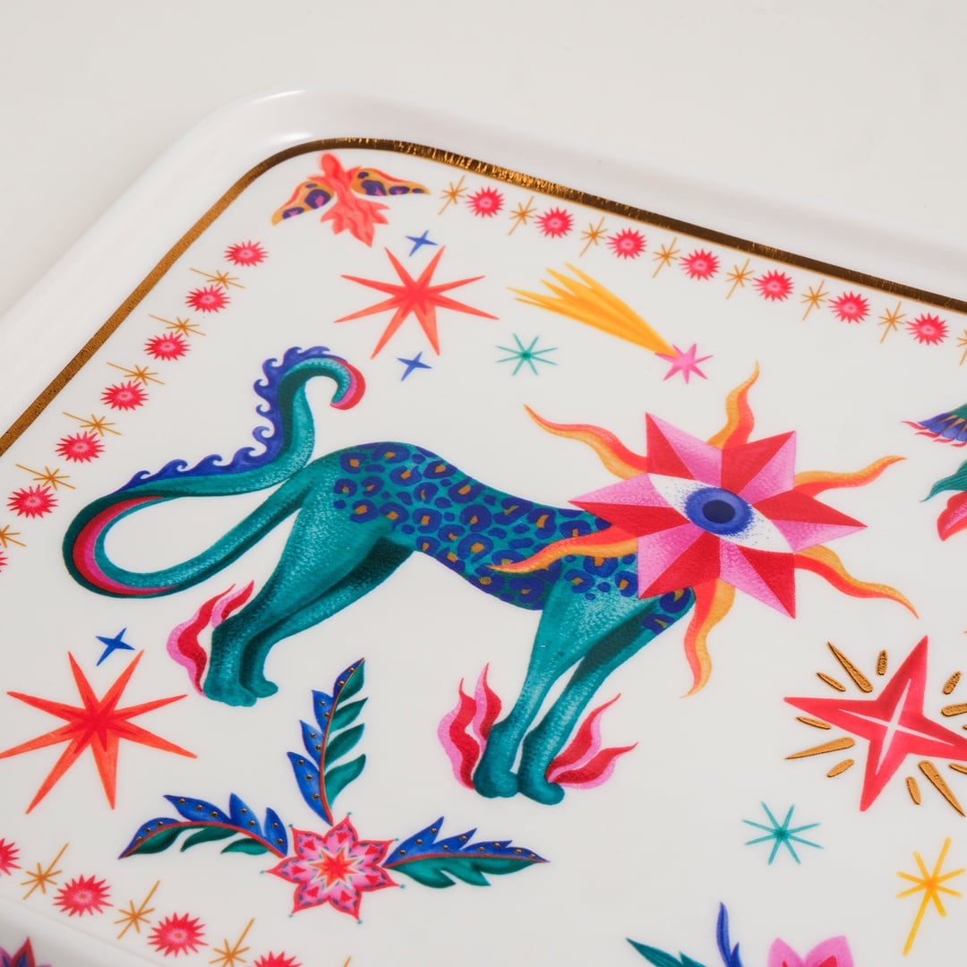 Shekou Porselen Dekoratif Tepsi 31x20x3 Cm Renkli