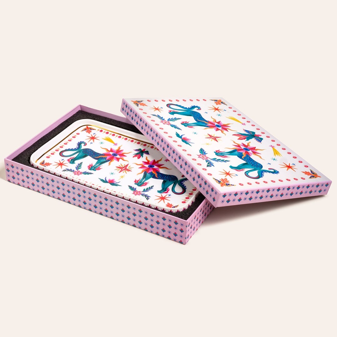 Shekou Porselen Dekoratif Tepsi 31x20x3 Cm Renkli