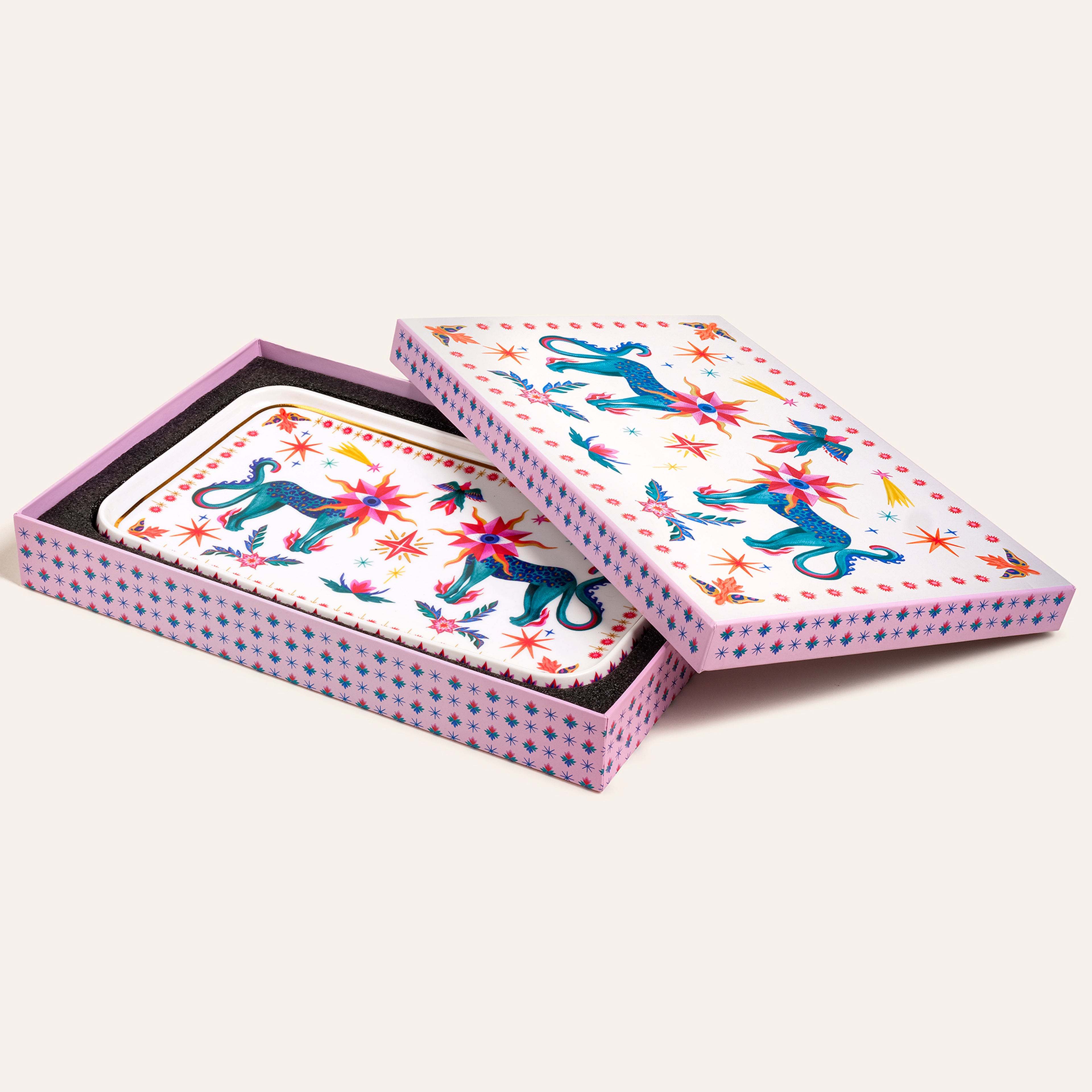 Shekou Porselen Dekoratif Tepsi 31x20x3 Cm Renkli