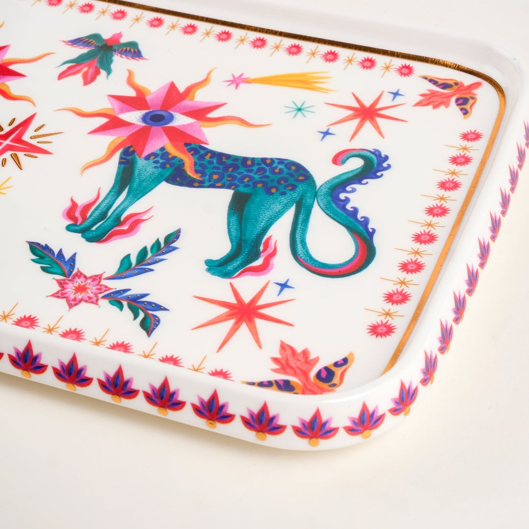 Shekou Porselen Dekoratif Tepsi 31x20x3 Cm Renkli