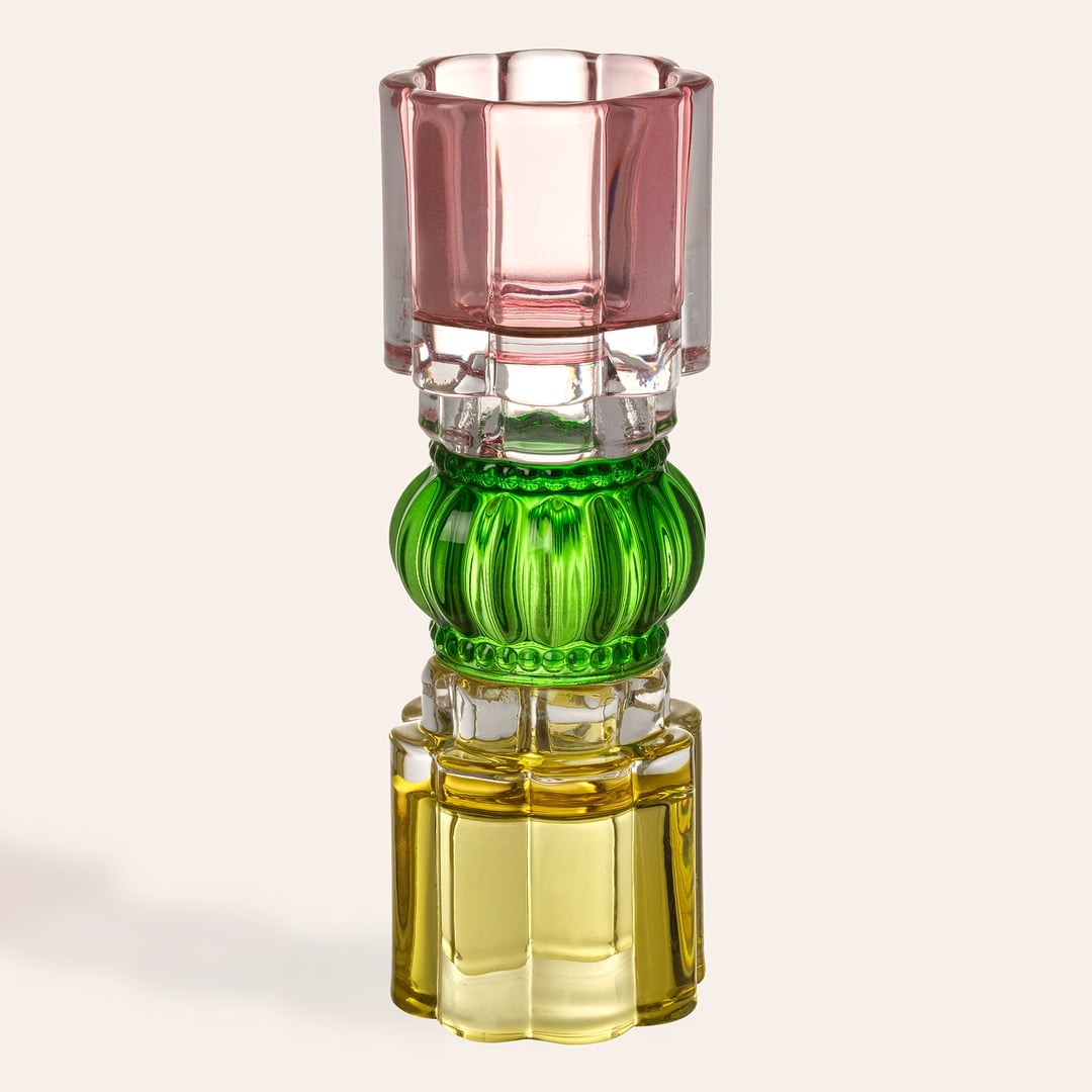 Nanjıng Cam Dekoratif Obje 7x7x21 Cm Yeşil - Pembe