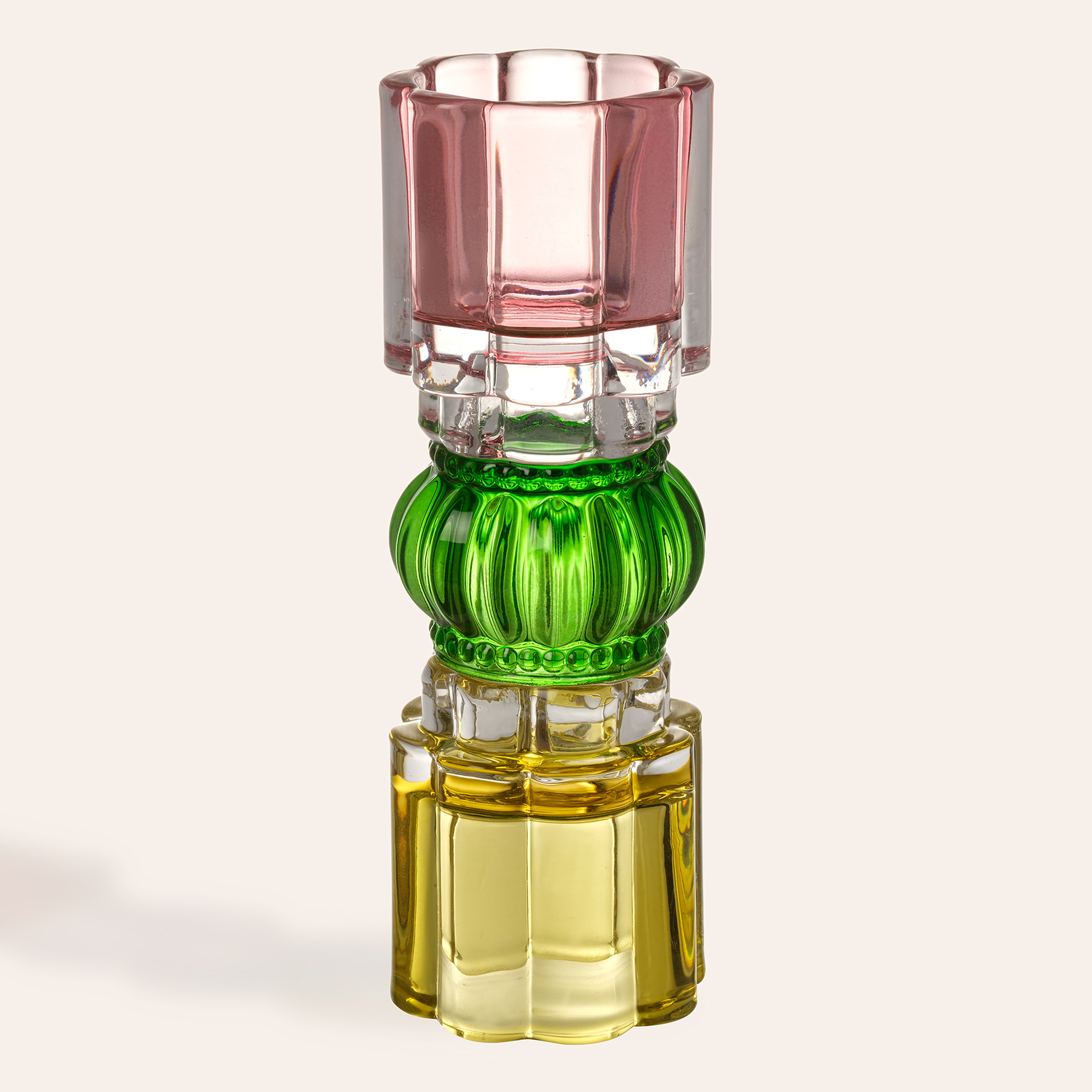 Nanjıng Cam Dekoratif Obje 7x7x21 Cm Yeşil - Pembe