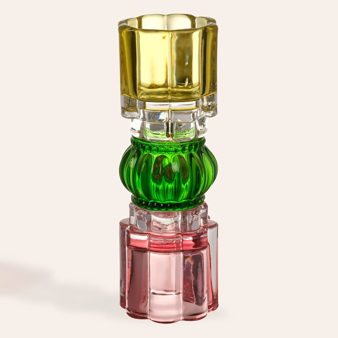 Nanjıng Cam Dekoratif Obje 7x7x21 Cm Yeşil - Pembe