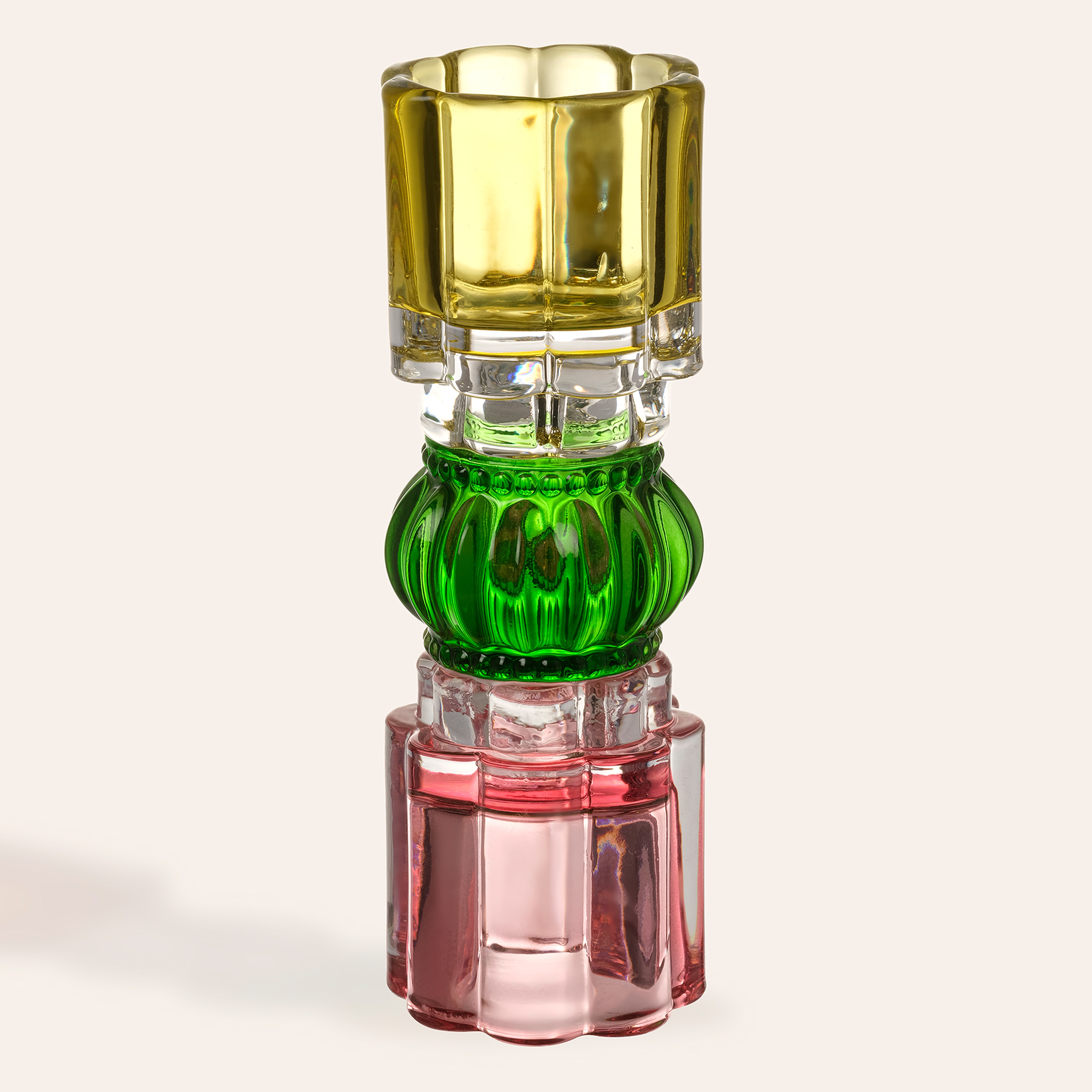 Nanjıng Cam Dekoratif Obje 7x7x21 Cm Yeşil - Pembe