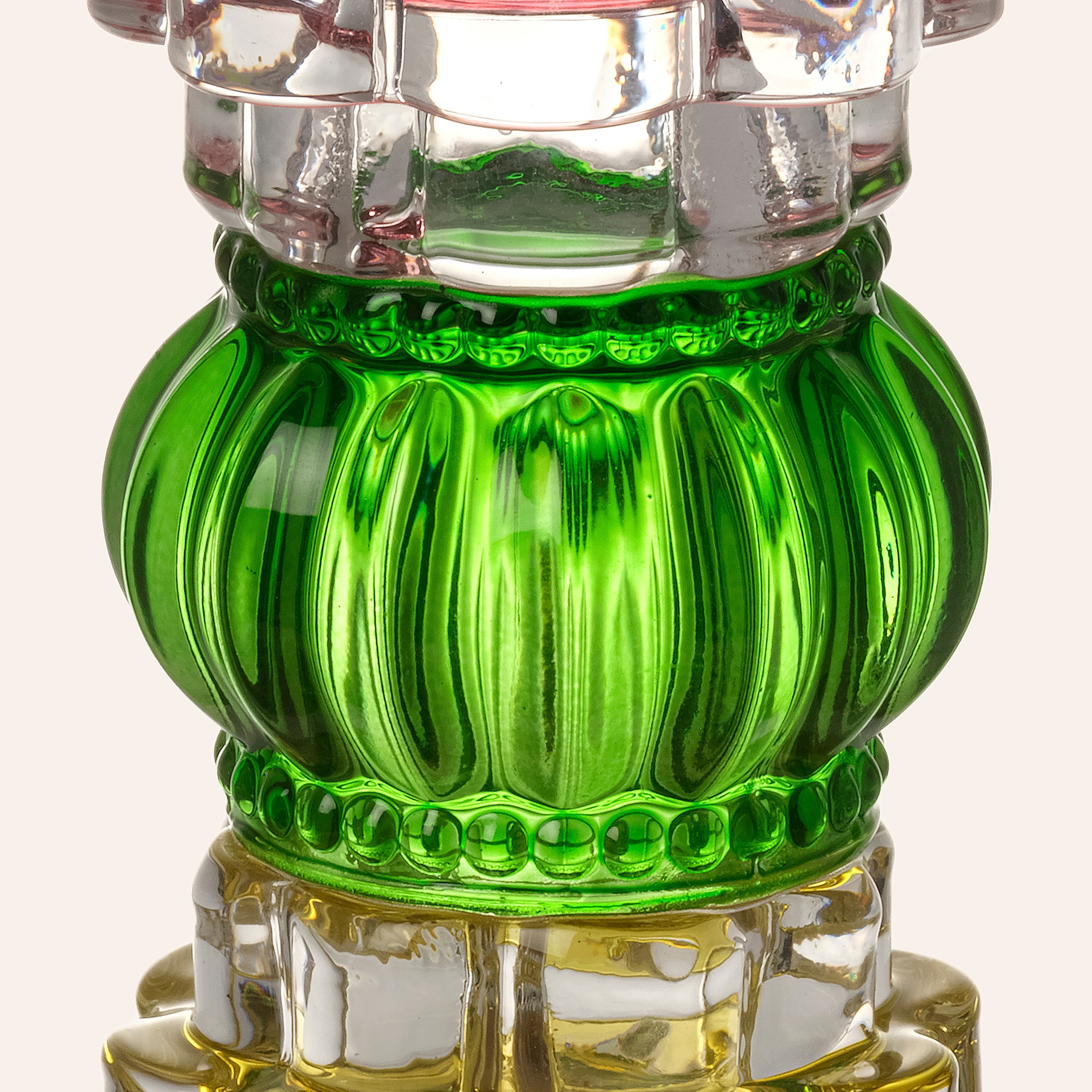 Nanjıng Cam Dekoratif Obje 7x7x21 Cm Yeşil - Pembe