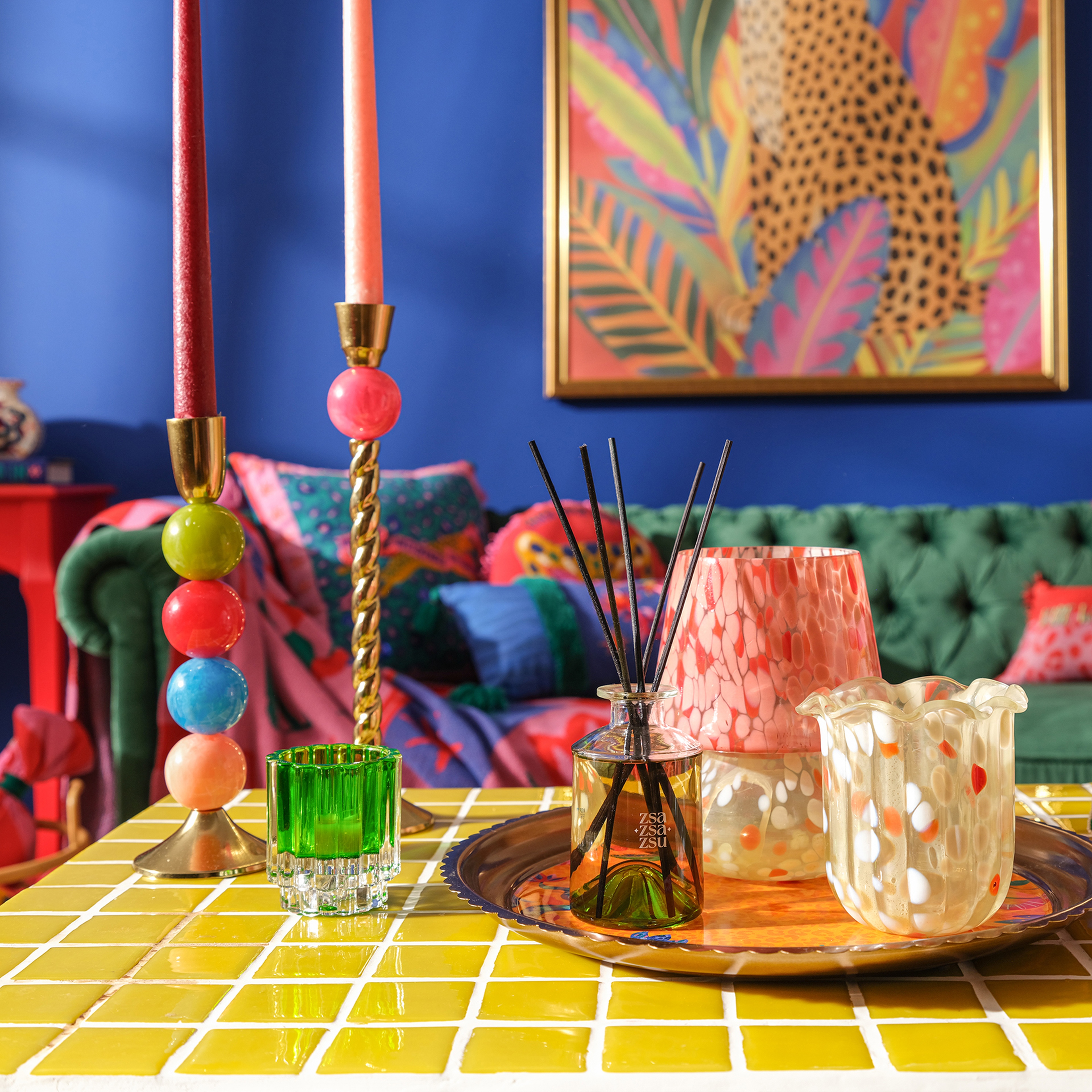 Nanjıng Cam Şamdan 7x7x8 Cm Yeşil