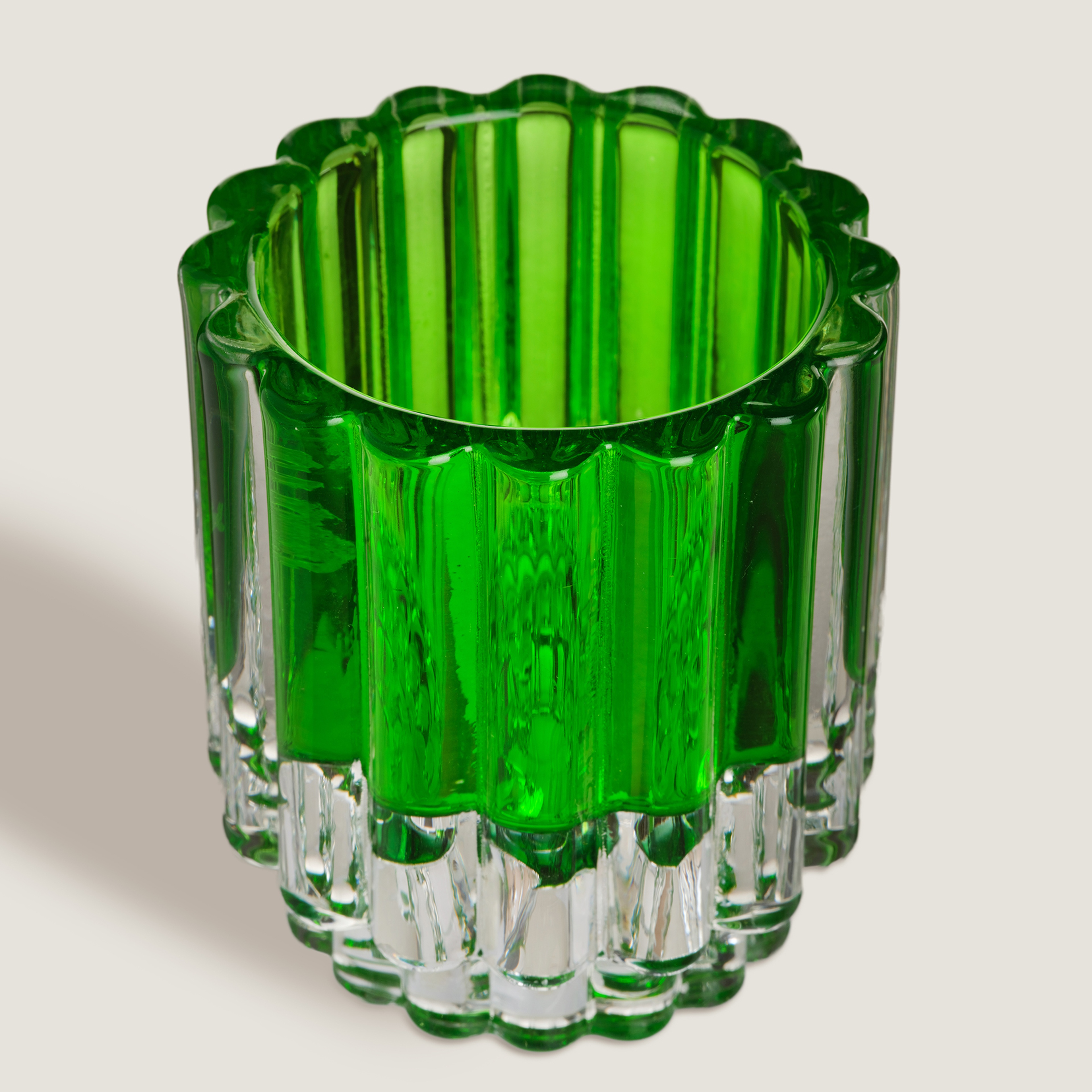 Nanjıng Cam Şamdan 7x7x8 Cm Yeşil