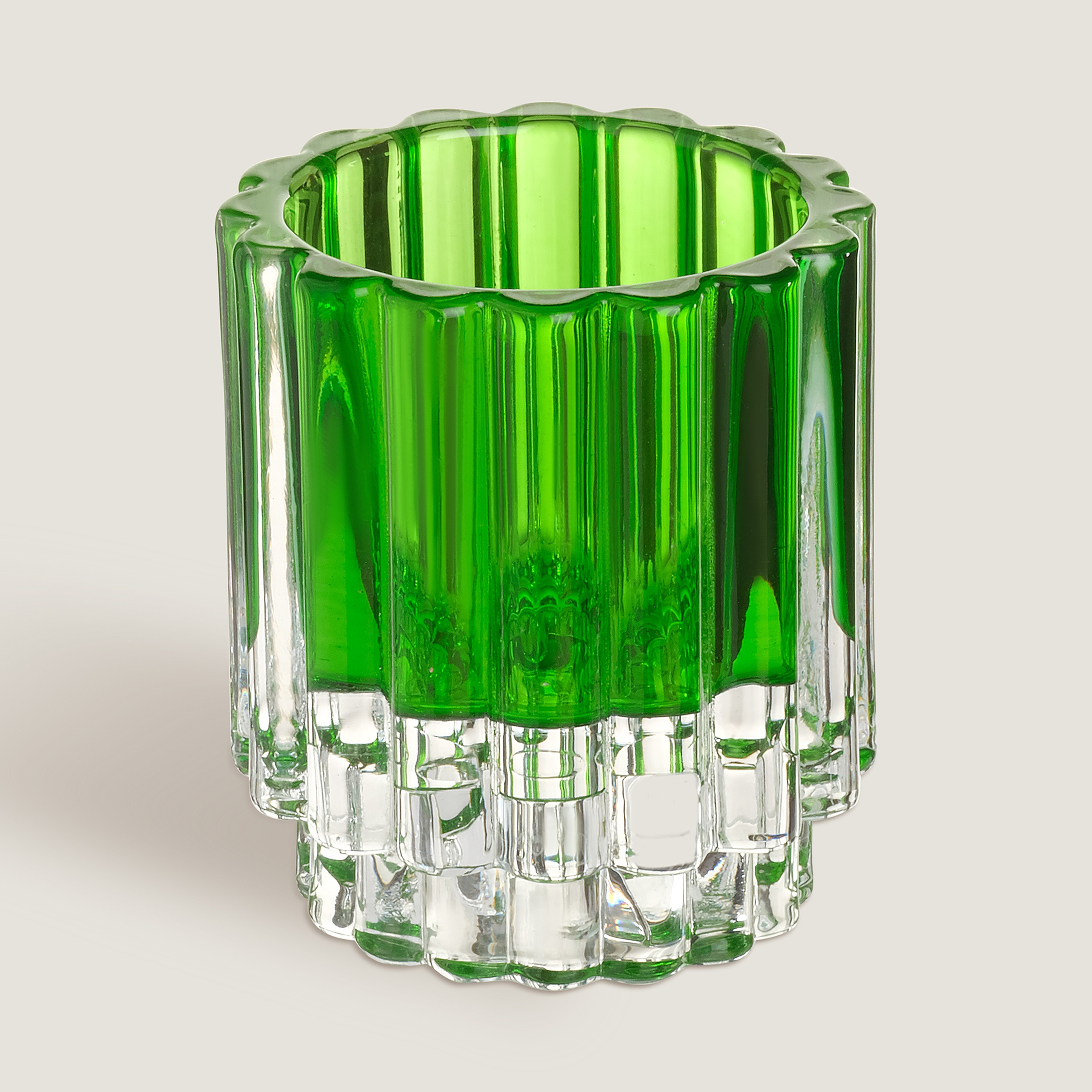 Nanjıng Cam Şamdan 7x7x8 Cm Yeşil