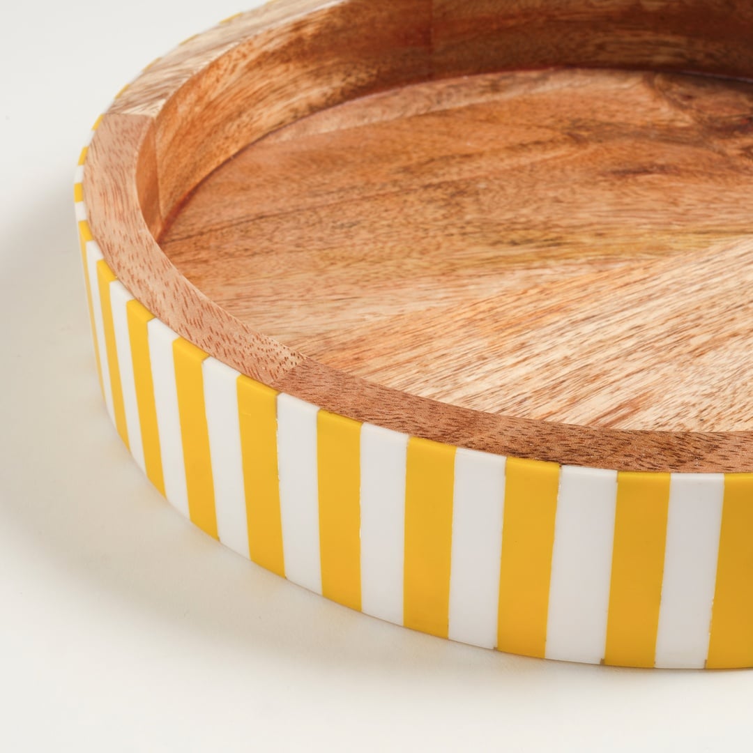 Nohar Reçine - Mango Ağacı Tepsi 28x28x5 Cm Sarı