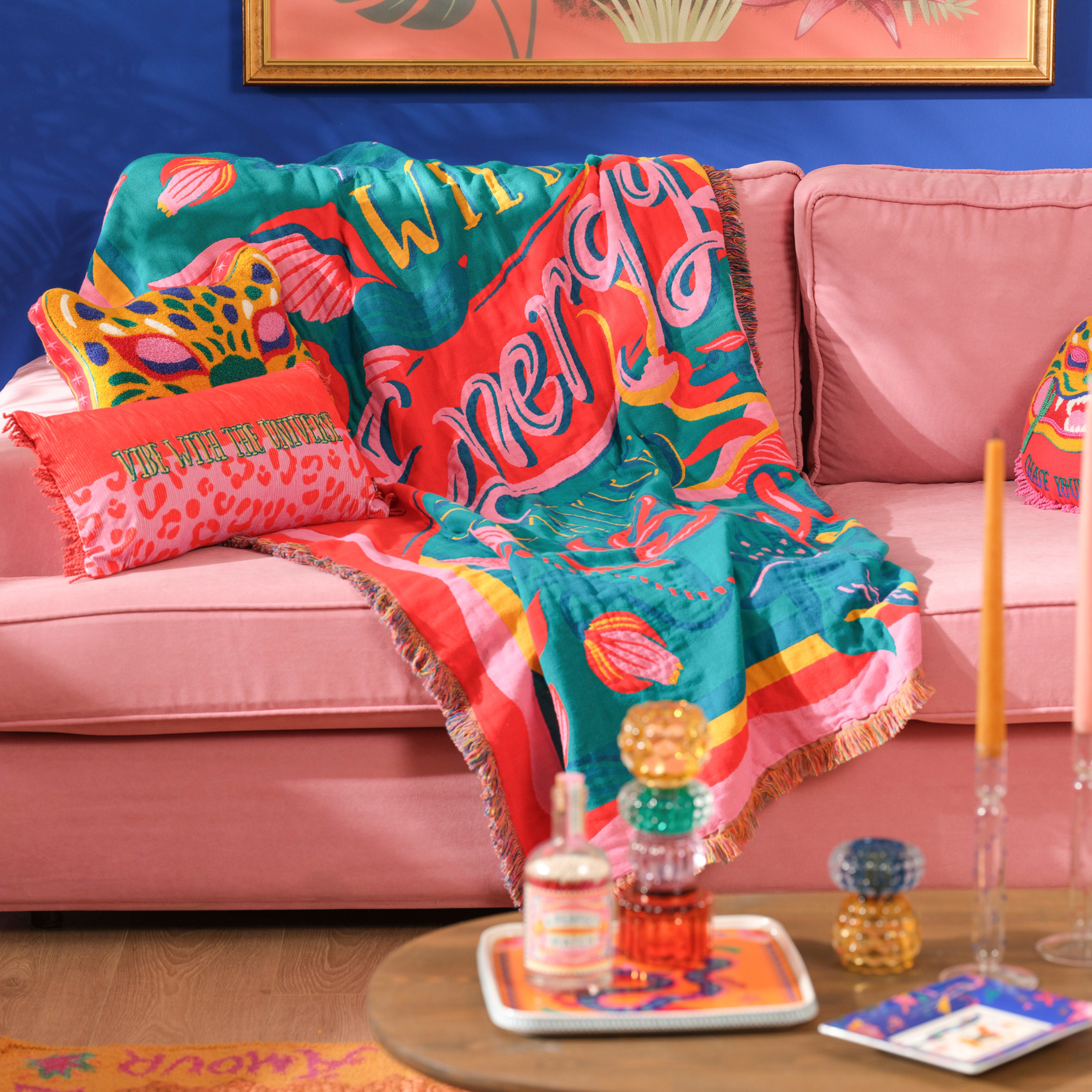 Novelas Saçaklı Jakarlı Pamuk Koltuk Şalı 137x180 Cm Yeşil