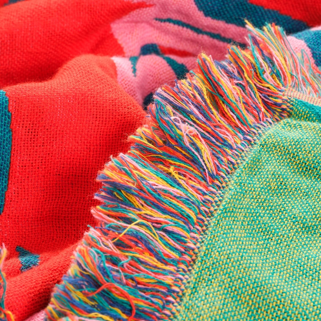 Novelas Saçaklı Jakarlı Pamuk Koltuk Şalı 137x180 Cm Yeşil