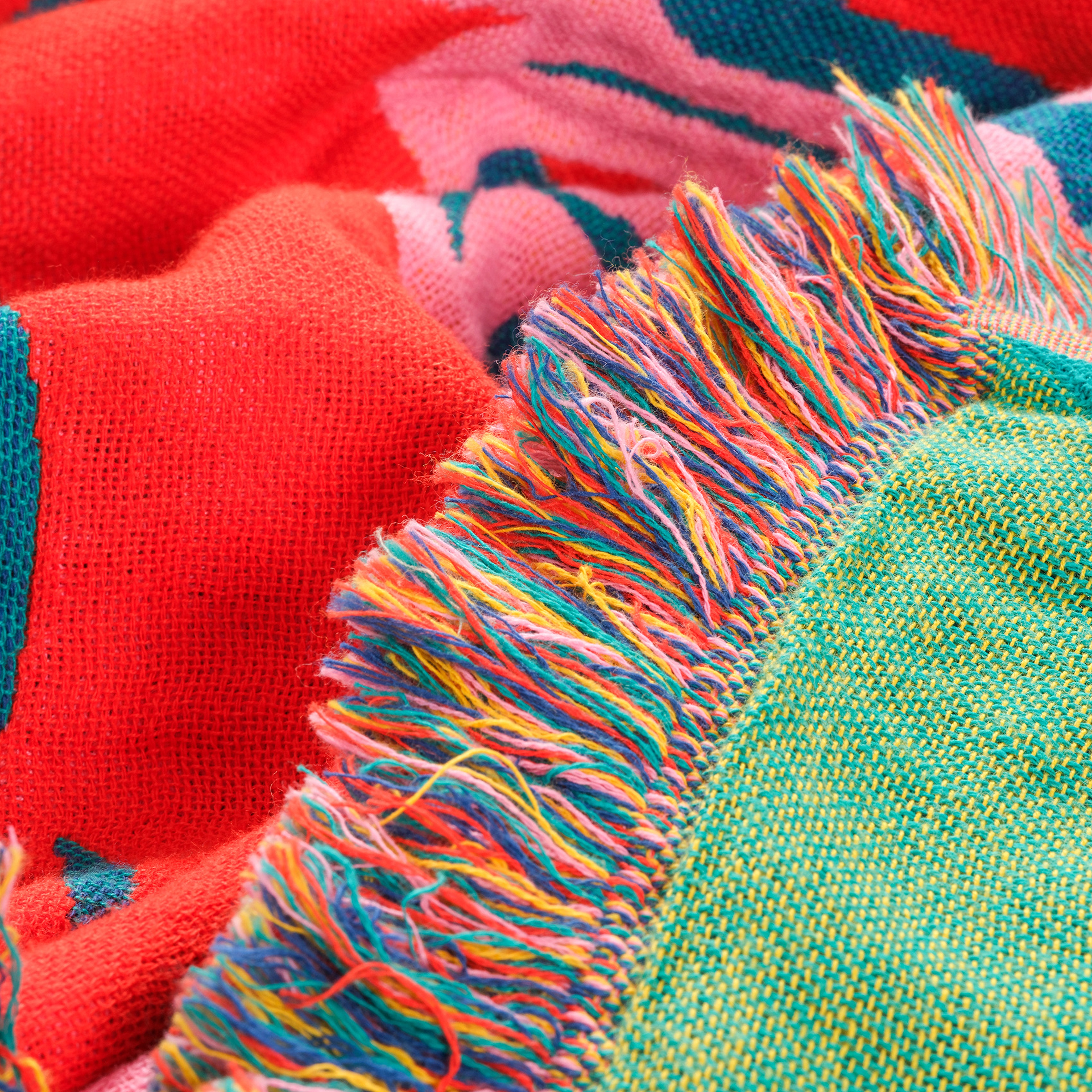 Novelas Saçaklı Jakarlı Pamuk Koltuk Şalı 137x180 Cm Yeşil