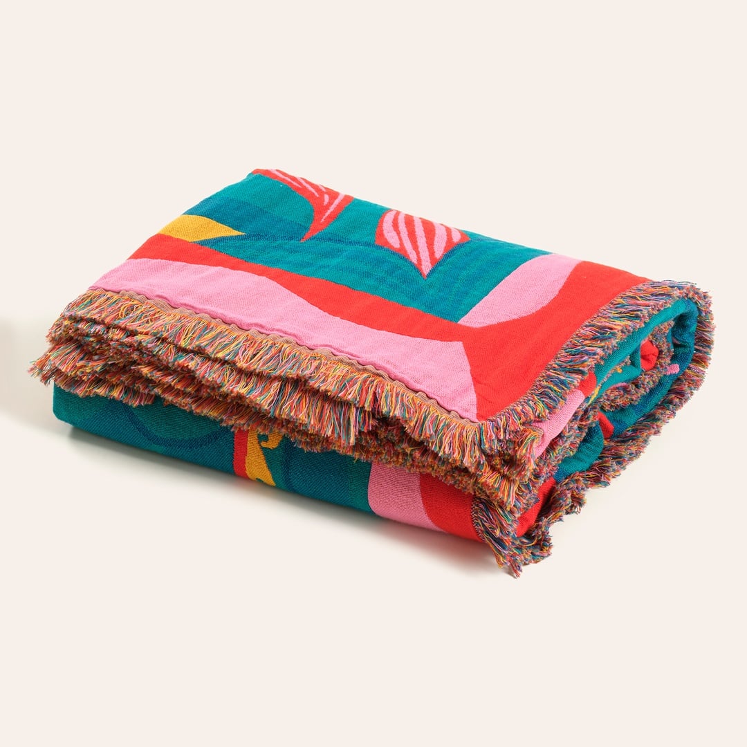 Novelas Saçaklı Jakarlı Pamuk Koltuk Şalı 137x180 Cm Yeşil