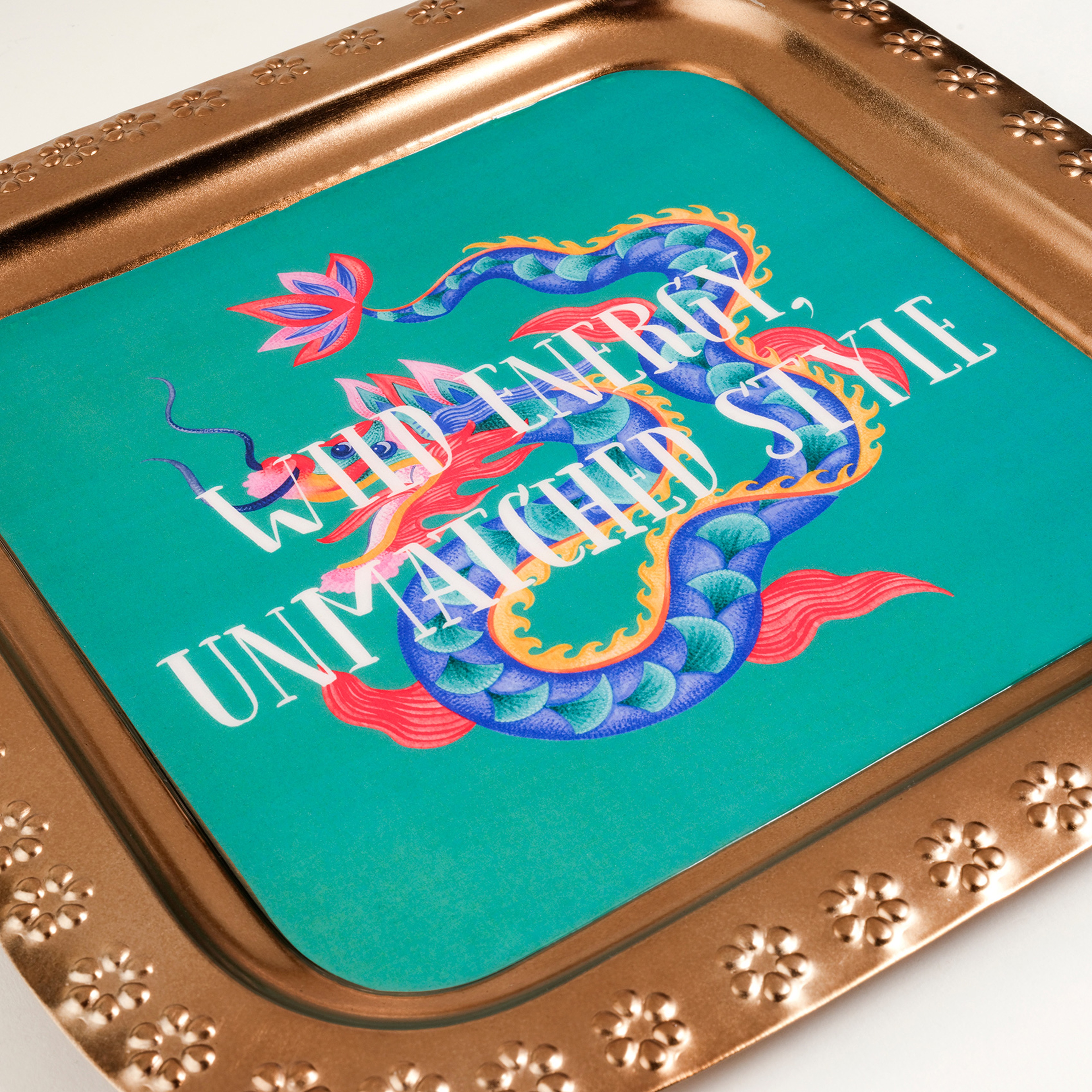 Nanpur Metal Dekoratif Tepsi 28x28x1 Cm Yeşil - Altın