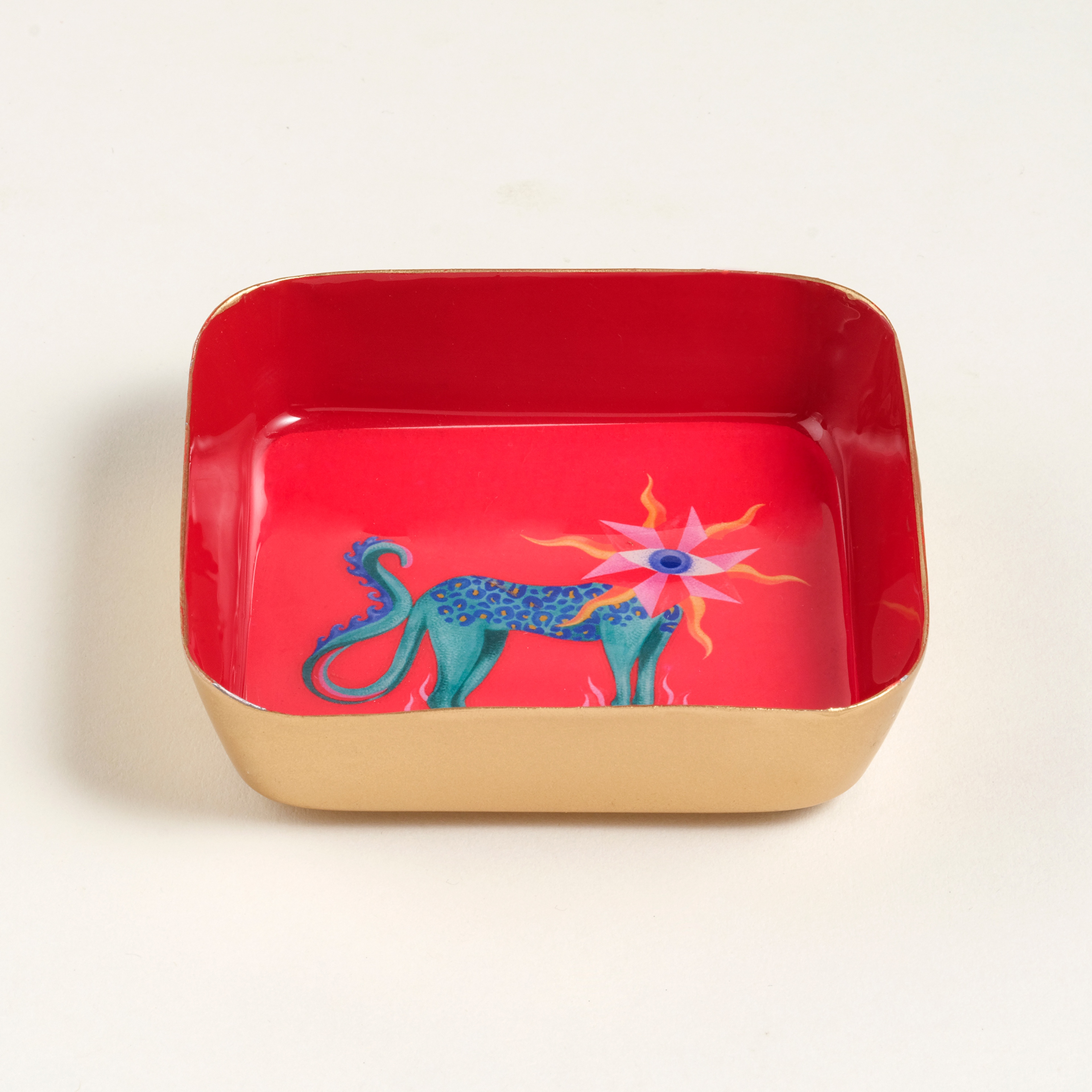 Nanpur Metal Dekoratif Tepsi 9x9x2 Cm Kırmızı