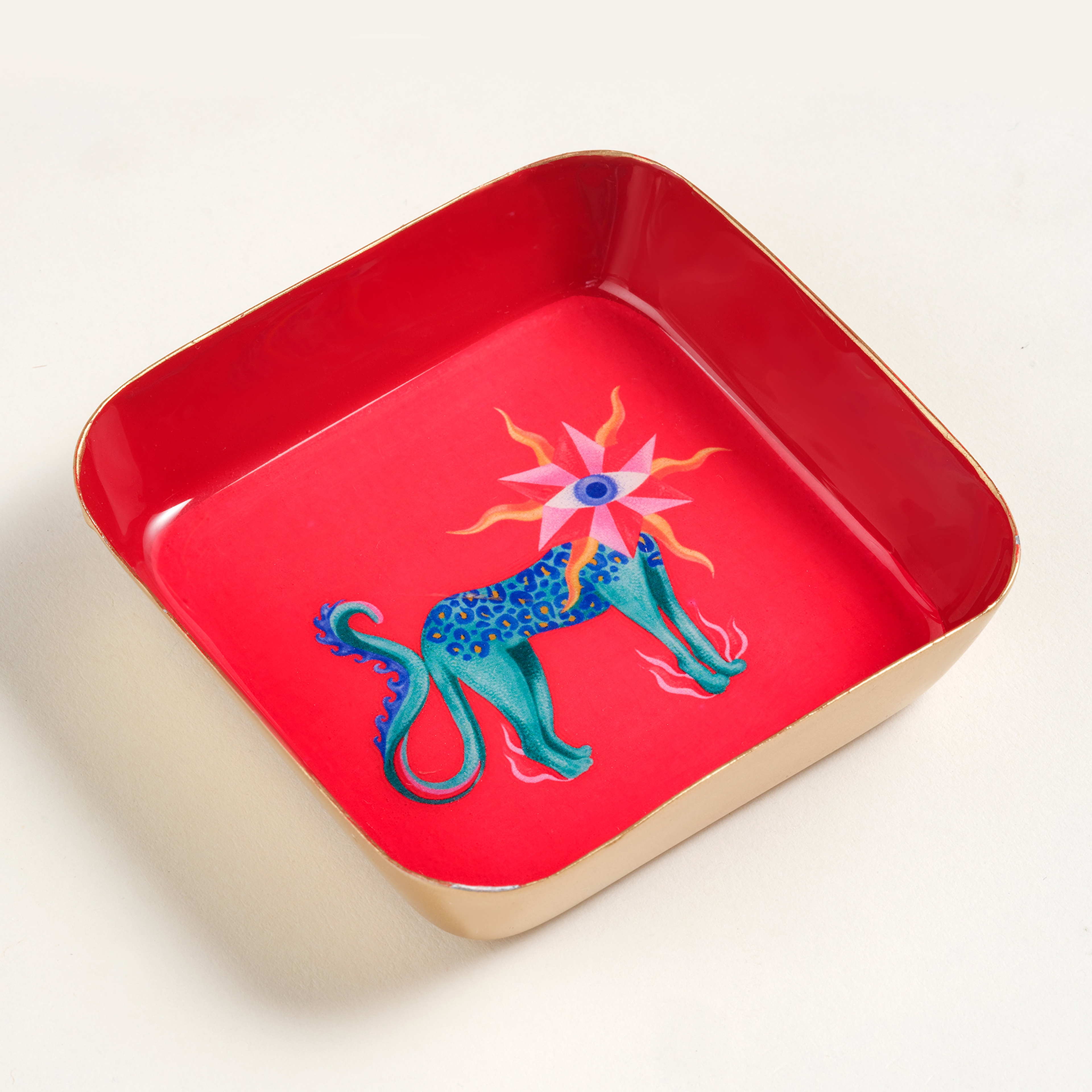 Nanpur Metal Dekoratif Tepsi 9x9x2 Cm Kırmızı