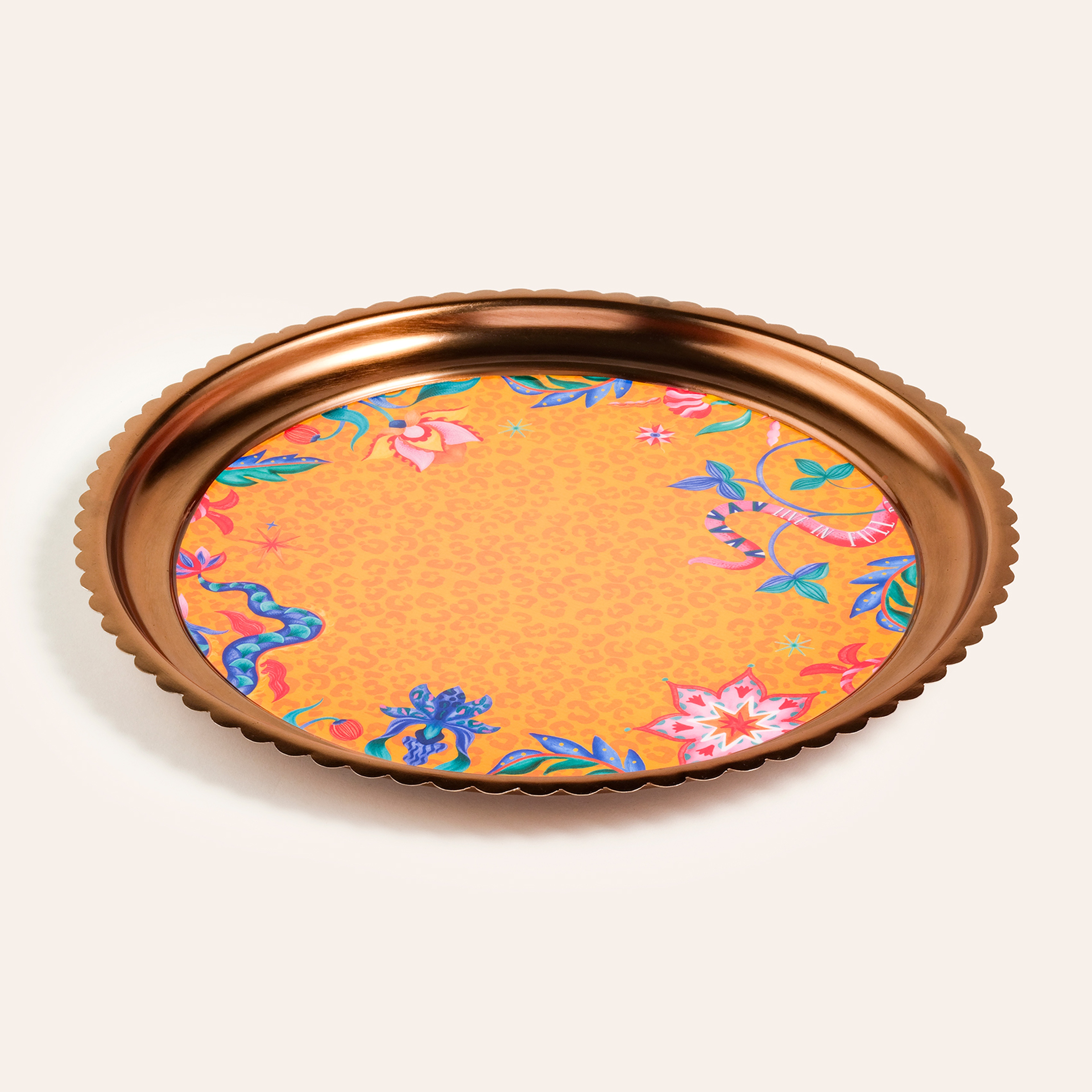 Nanpur Metal Dekoratif Tepsi 35x35x2 Cm Sarı