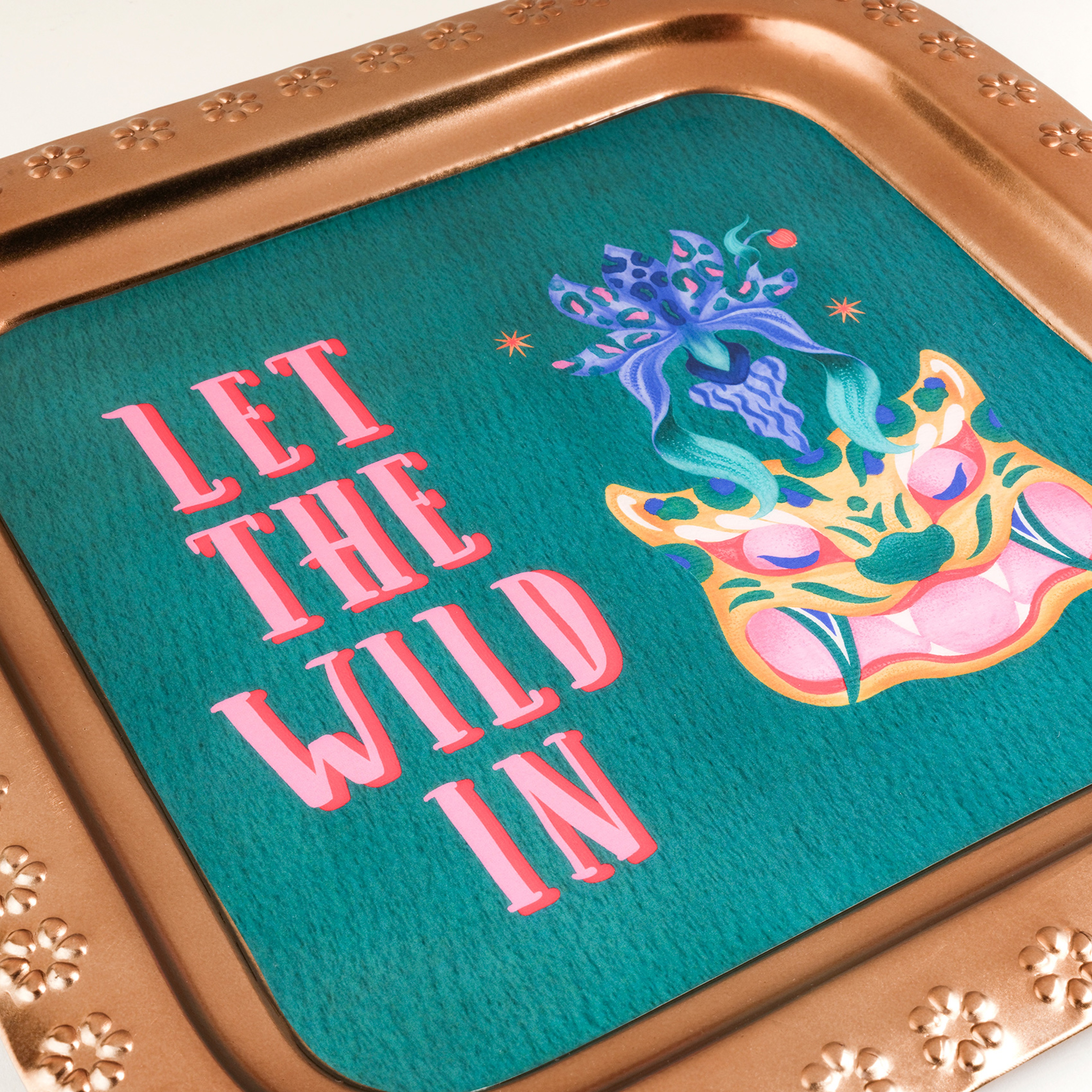 Nanpur Metal Dekoratif Tepsi 28x28x1 Cm Yeşil - Pembe