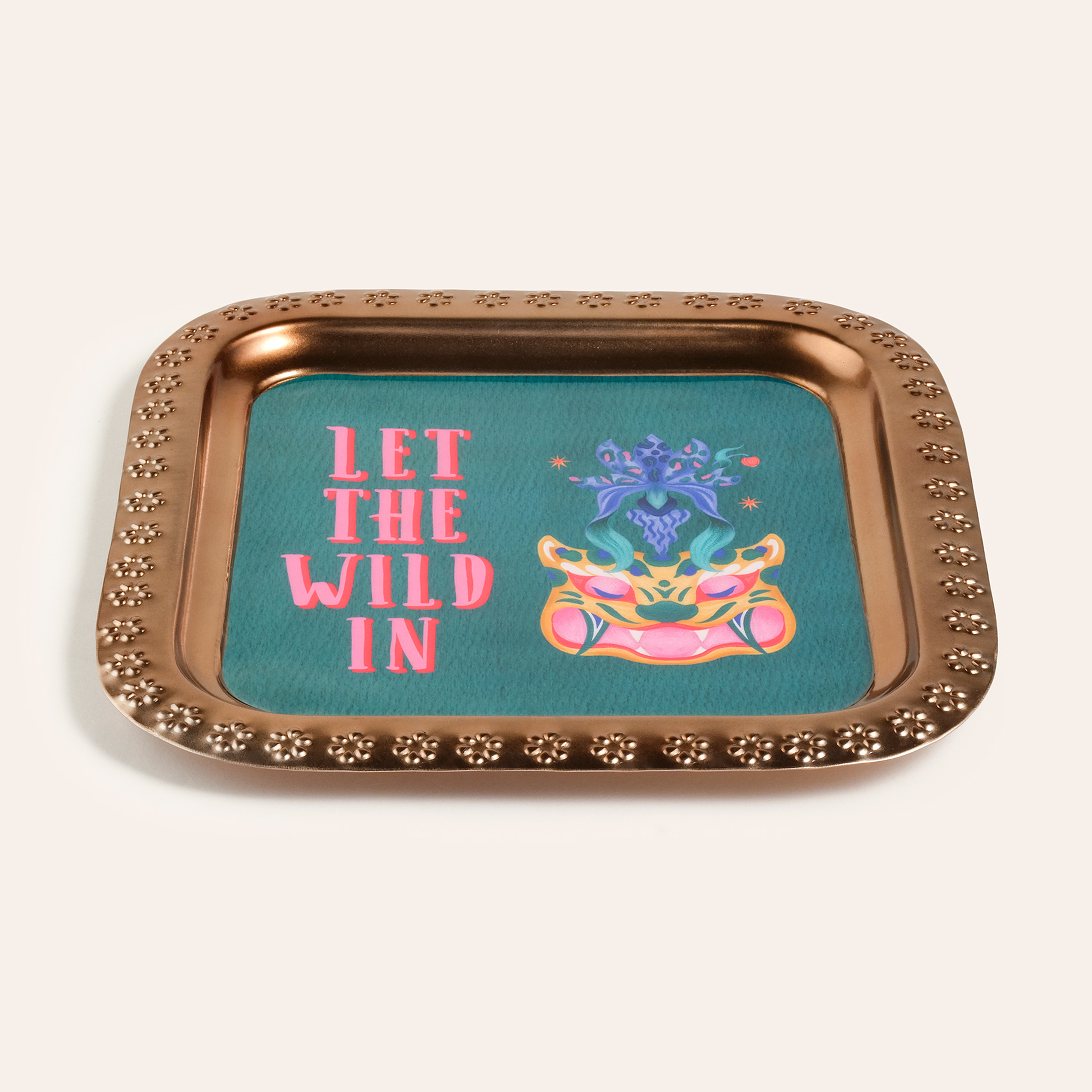 Nanpur Metal Dekoratif Tepsi 28x28x1 Cm Yeşil - Pembe